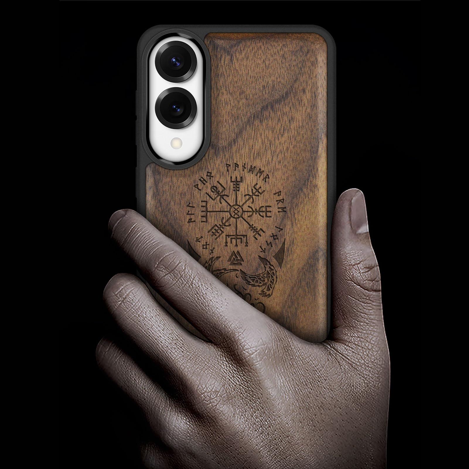 Carveit Magnetic Wooden Case For Samsung Galaxy S25 Edge Case 2025, Tpu Shockproof Cover & Wood Artisan Engraved, Compatible Wit