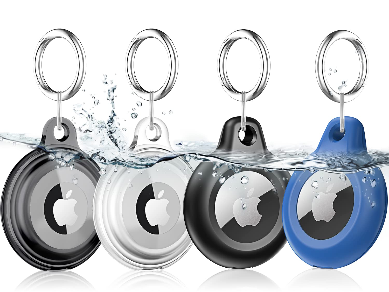 Lanteso 4 Pack Airtag Keychain For Apple Airtags Holder, [Full Body Shockproof][Waterproof ] [Dustproof][Anti Scratch] Airtag Ca