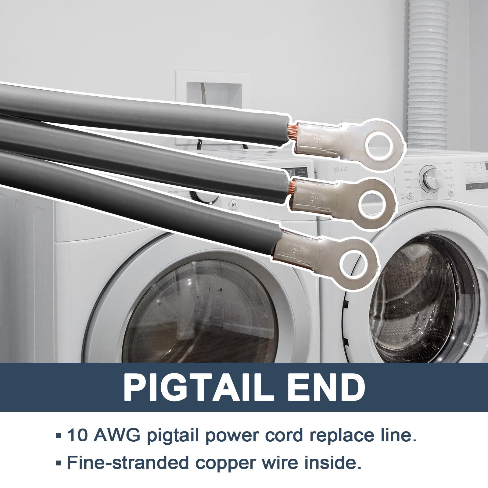 Ep 3 Prong Dryer Cord, 10 Ft 10/3 Srdt, 30 Amp Appliance Extension Power Cord, Nema 10 30, Gray