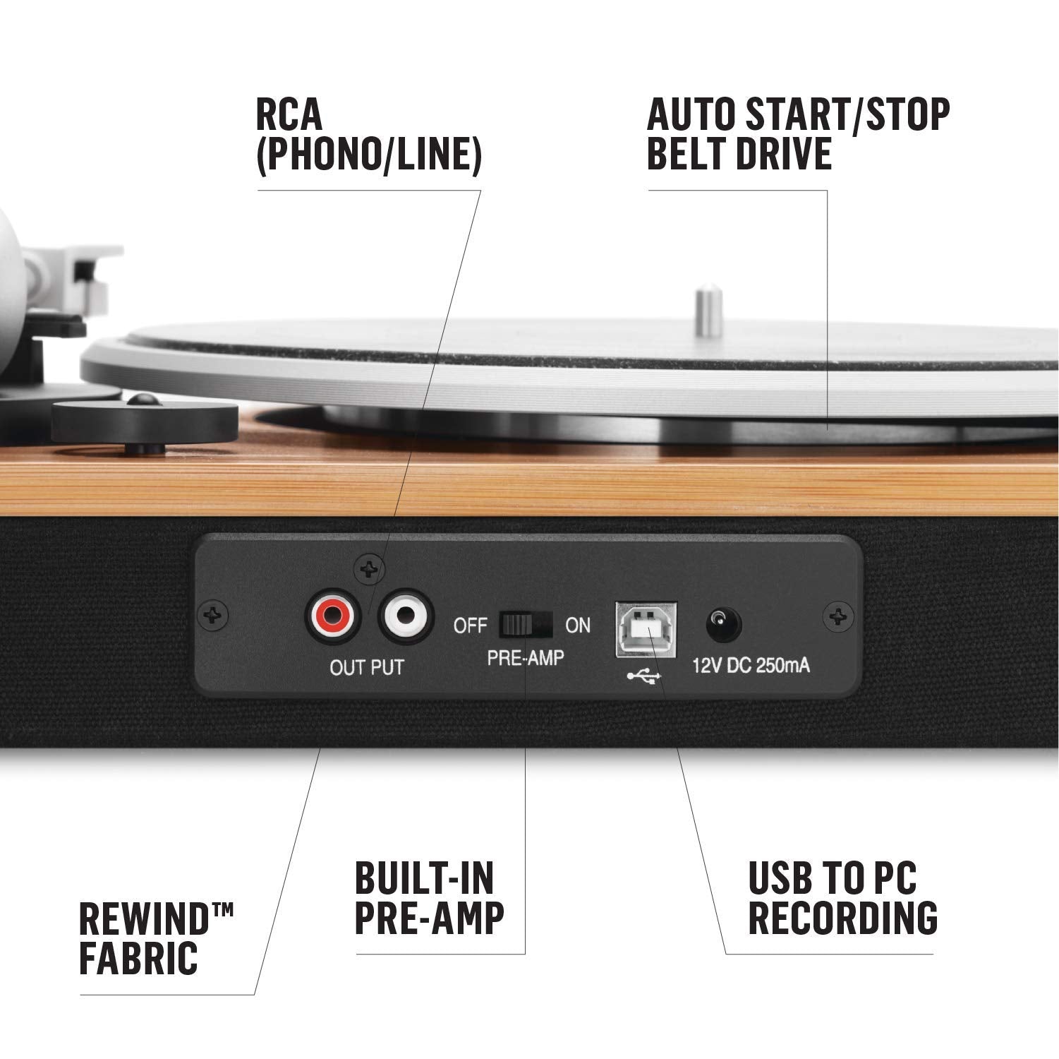 House Of Marley Stir It Up Wireless Turntable: Vinyl Record Player With Wireless Bluetooth Connectivity, 2 Speed Belt, Built In