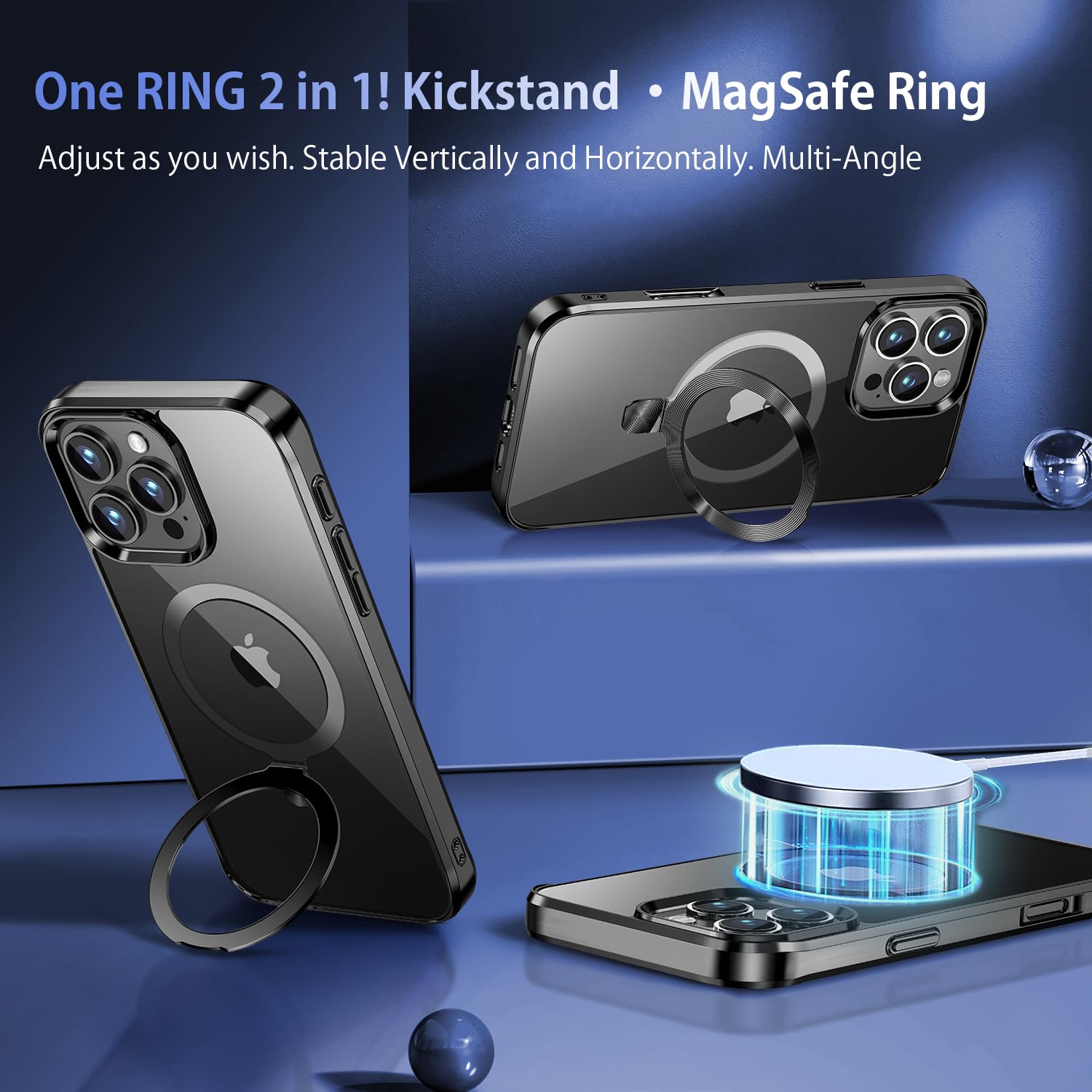 Tlikemiss [Cd Ring Compatible With Magsafe Invisible Stand] Magnetic For Iphone 16 Plus Case, [Clear Bumper Non Yellowing] [Look