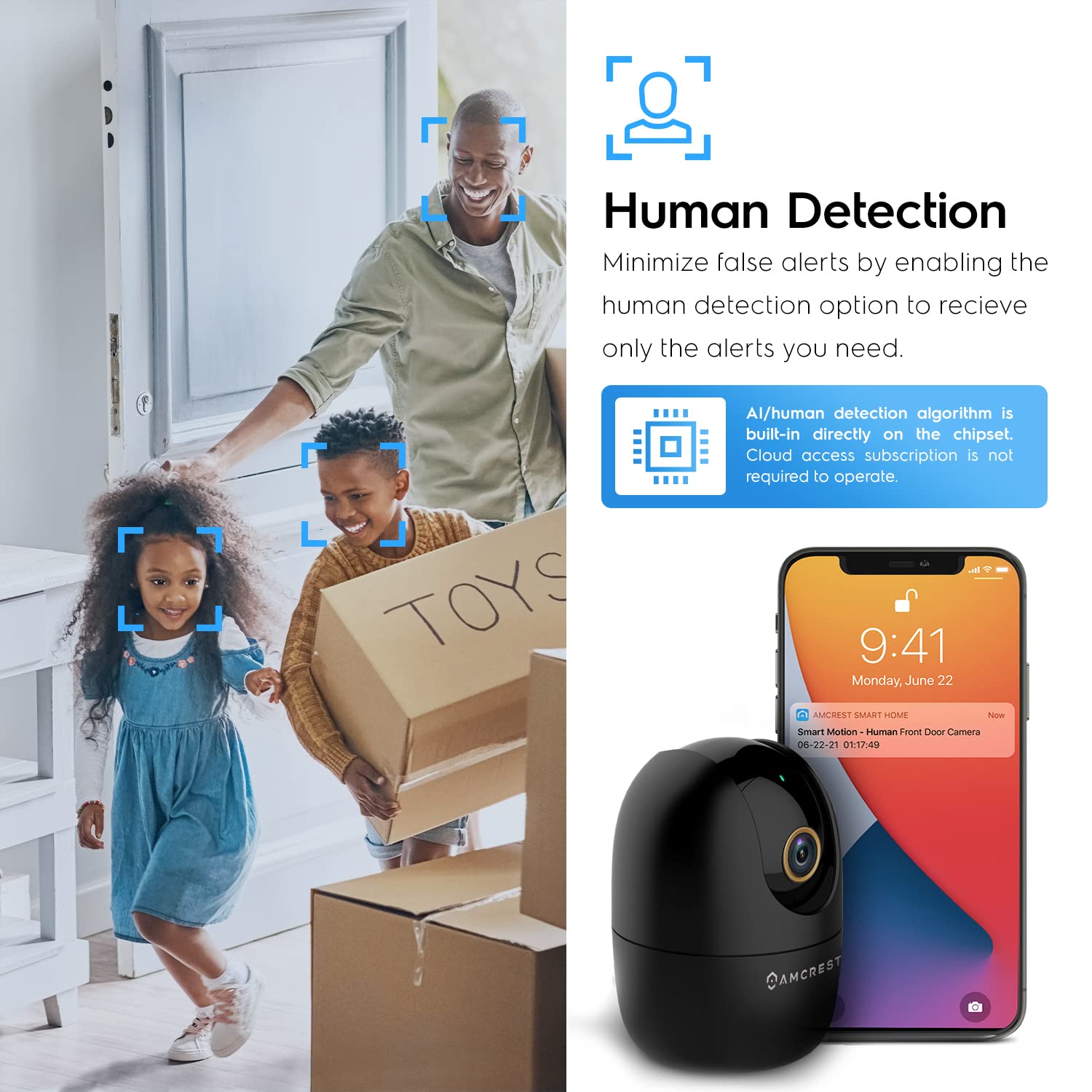 Amcrest 4Mp Wifi Camera Indoor, Dog Camera, Sound & Baby Monitor, Human & Pet Detection, Motion Tracking, W/ 2 Way Audio, Pan/Ti