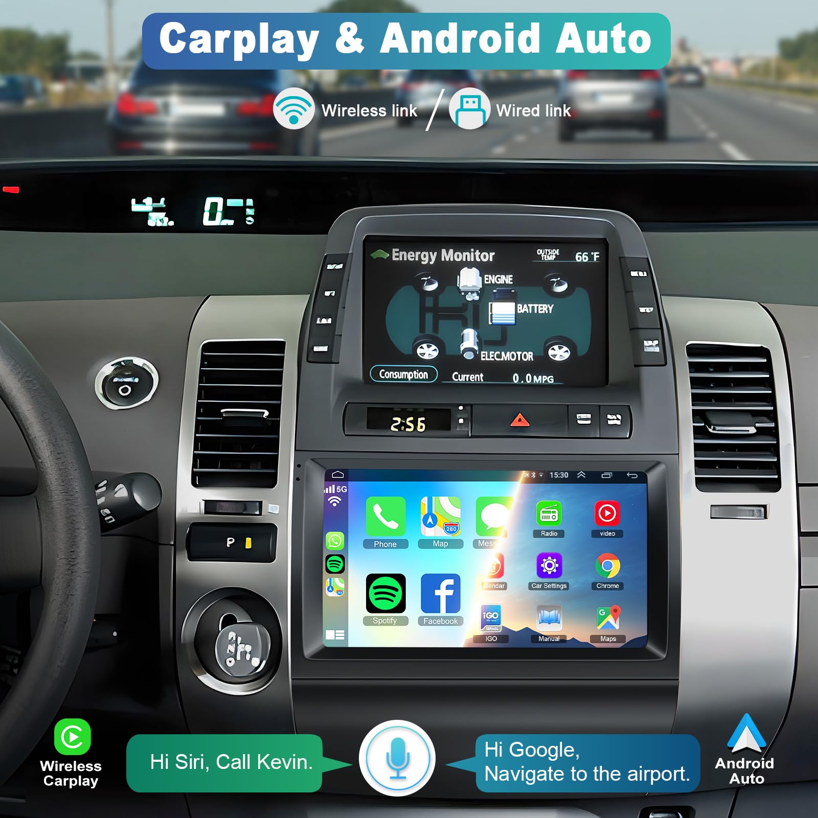 Android 13 Car Radio For Toyota Prius 2003 2009 With Wireless Carplay Android Auto,9 Inch Ips Touch Screen Car Stereo With Gps N