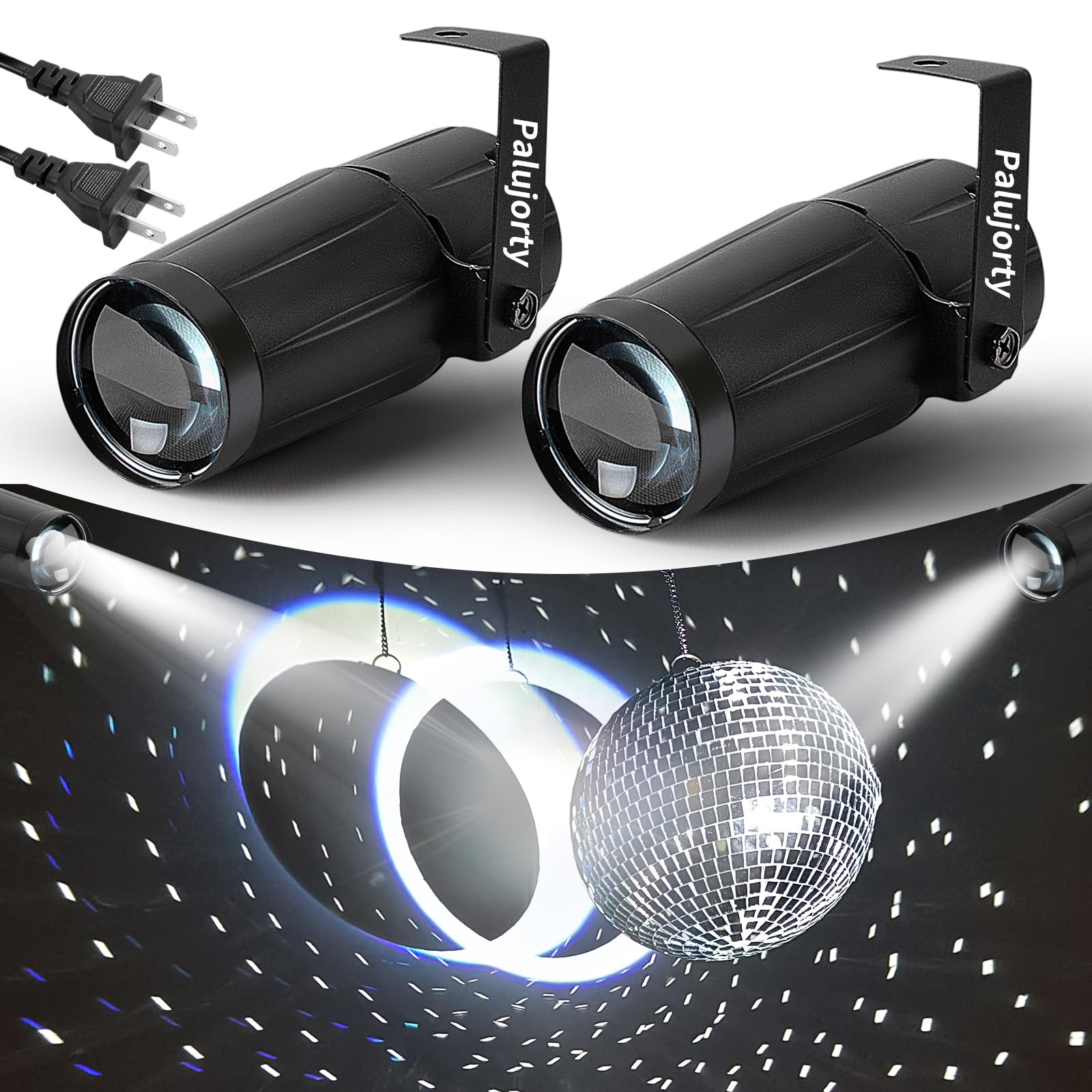 Pin Spot Light 2 Pack, Palujorty 10W Pinspot Light Plug In For Mirror Ball Party