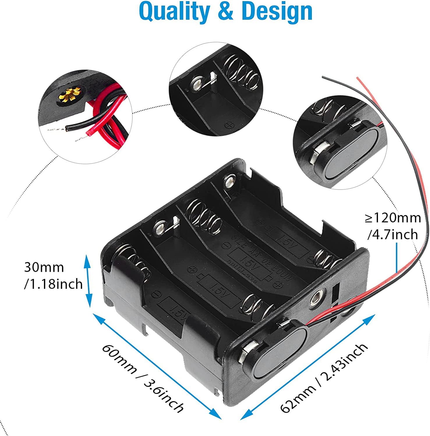 QTEATAK 2Set 8 x AA Battery Holder with I Type Wired Clip - Durable, Compact Design