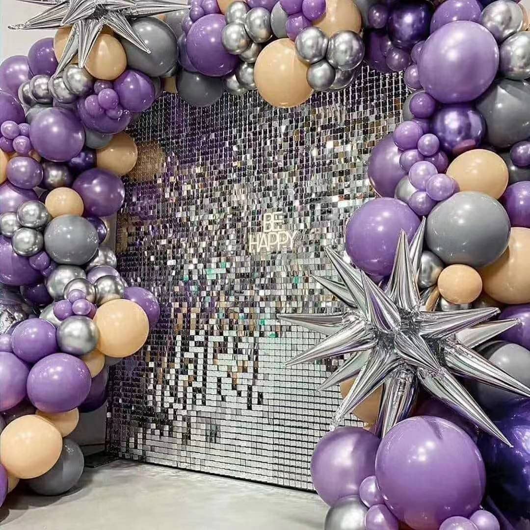 Kate Square Sliver Sequin Wall Panel Backdrop Sliver Glitter Panels Wedding Decoration(Pack Of 12)