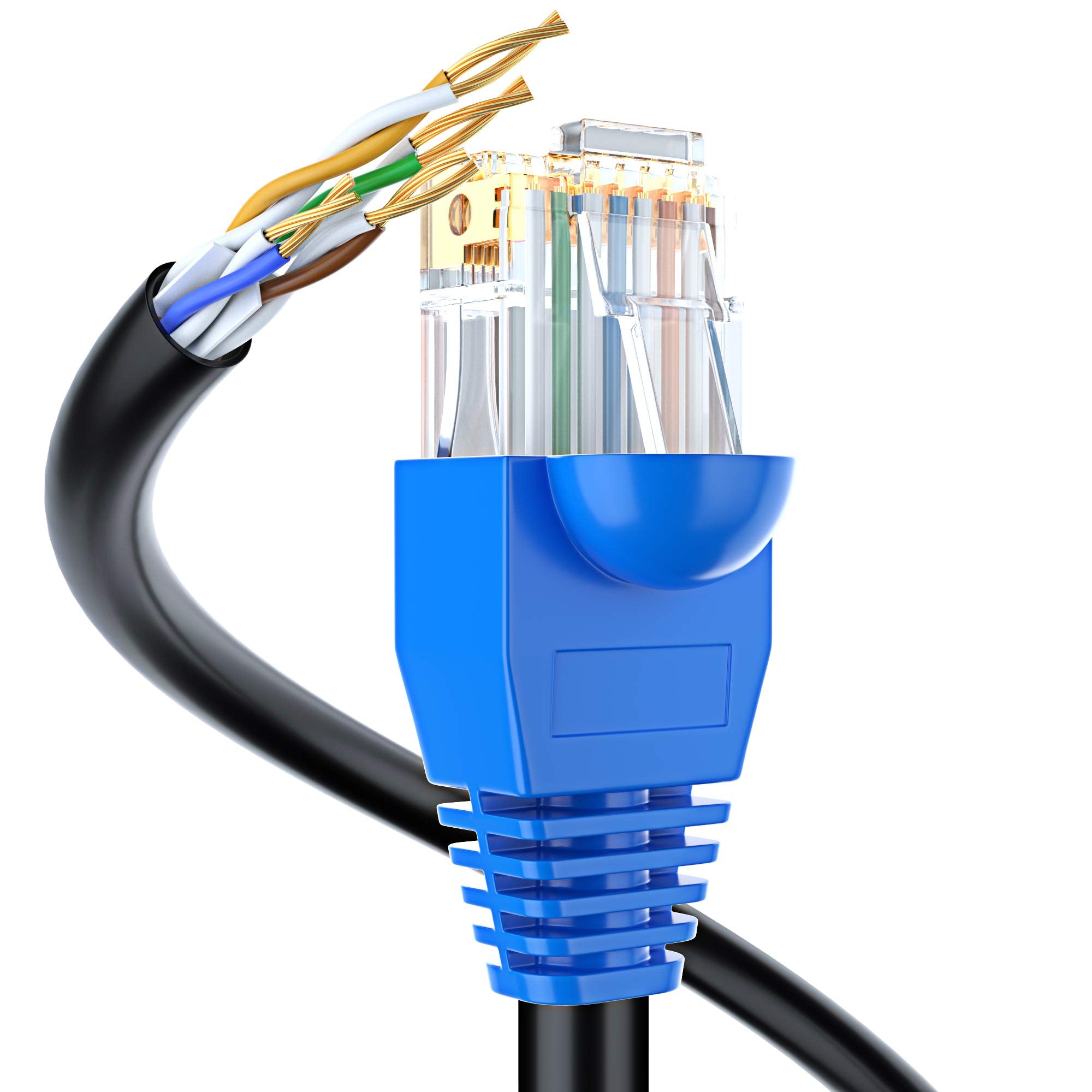 Maximm Cat6 Heavy Duty Outdoor Cable 50 Ft   Black   Zero Lag Pure Copper, Waterproof Ethernet Cable Suitable For Direct Burial Installations.