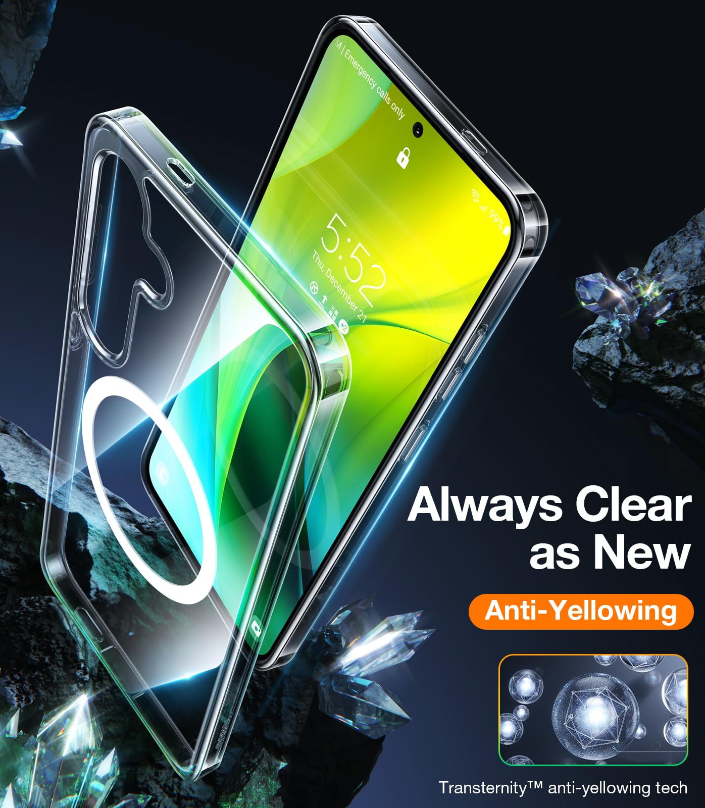 Torras Magnetic Guardian Designed For Samsung Galaxy S24 Case 6.2'' Compatible With Magsafe, Never Yellowing, Military Grade Dro