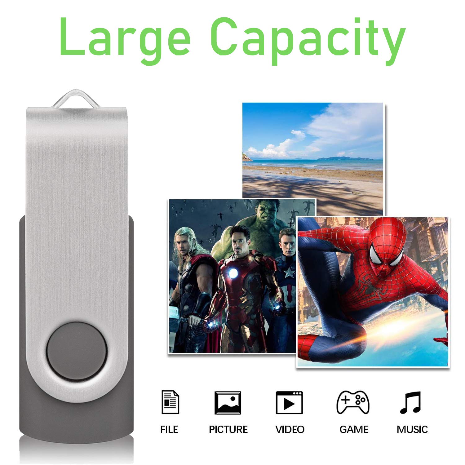 Usb Flash Drive 8Gb 10 Pack, Thumb Drives Memory Stick Usb 2.0 Bulk Swivel Jump Drive Zip Drive With Led Indicator For Data Stor