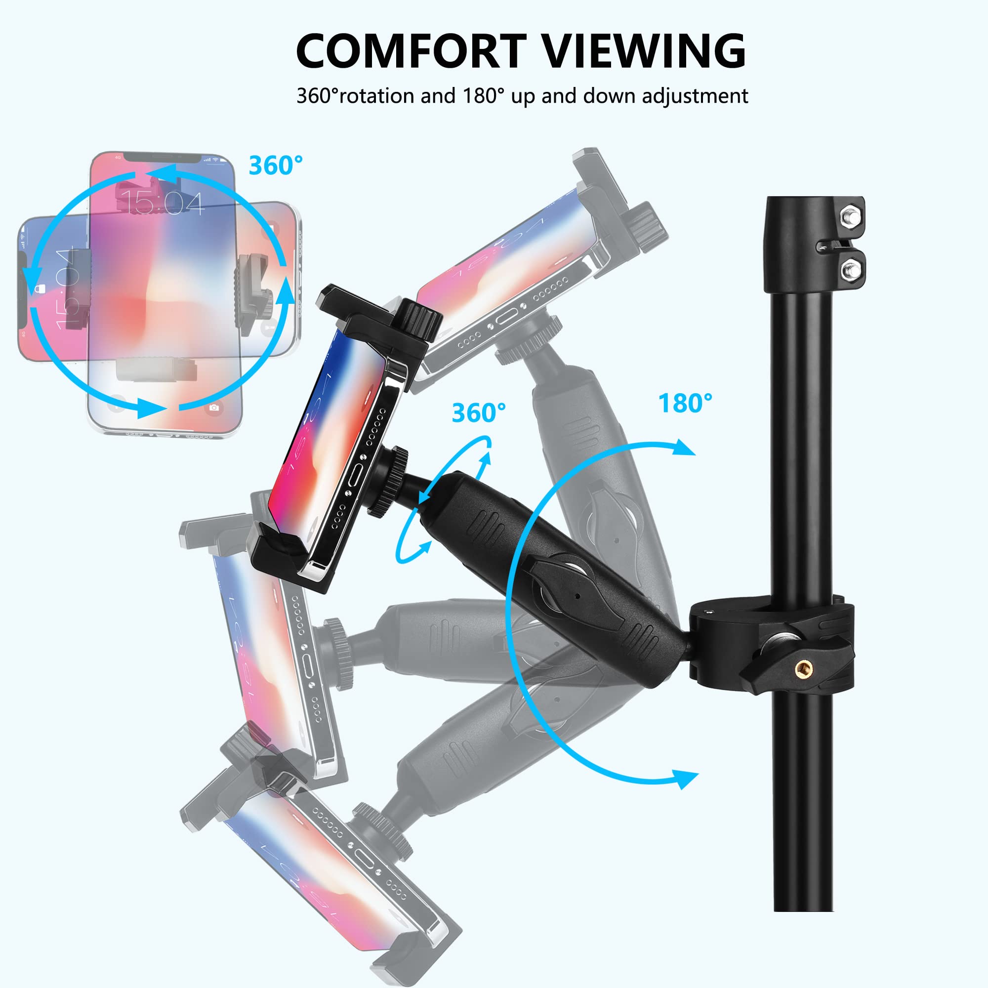 Music Boom Microphone Mic Stand Phone Holder Mount With Long Arm And Super Clamp 360    Rotation For Phone 14 13 12 11 Max Pro S