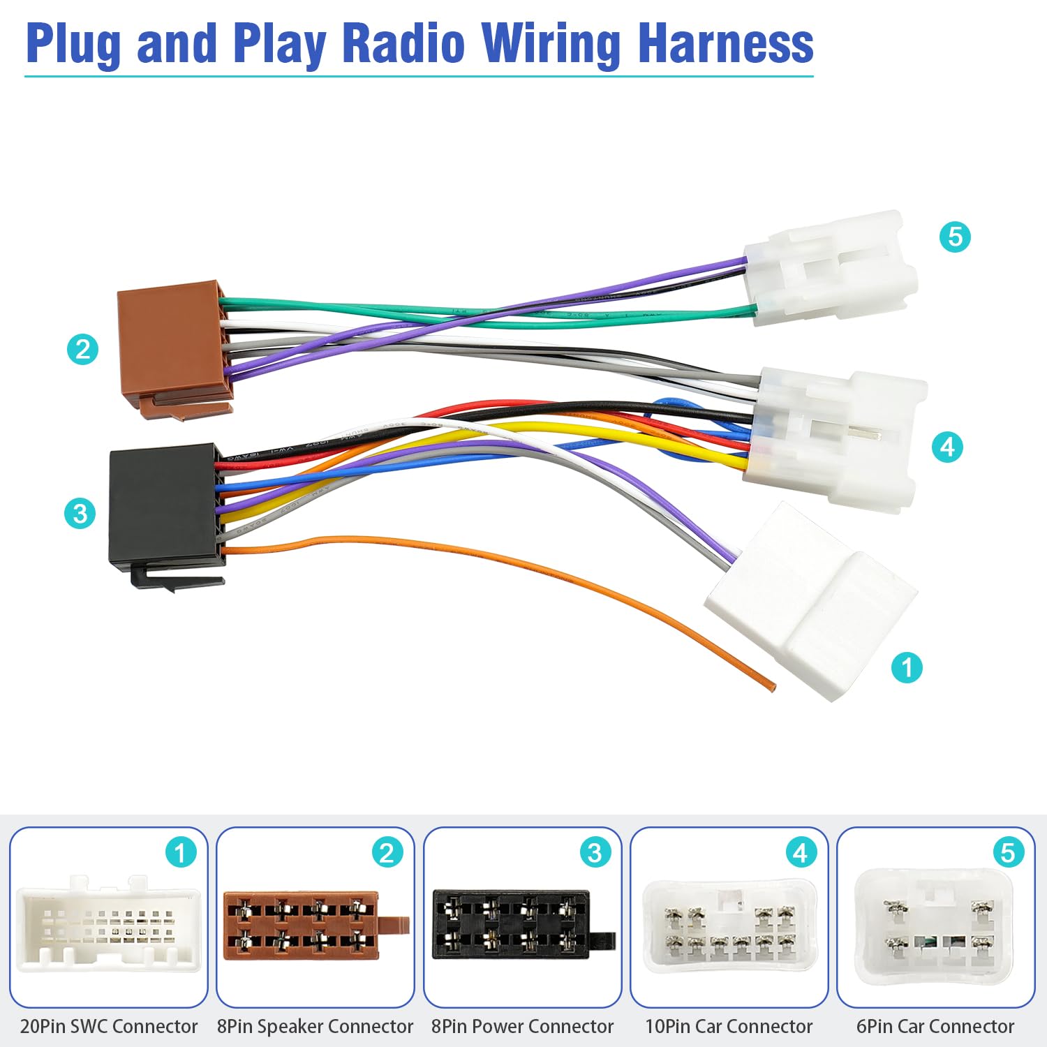 Jayubien Stereo Wiring Harness For Toyota Radio Connector 2003-2012,Compatible With Camry Corolla Tacoma Matrix Tundra 4Runner P