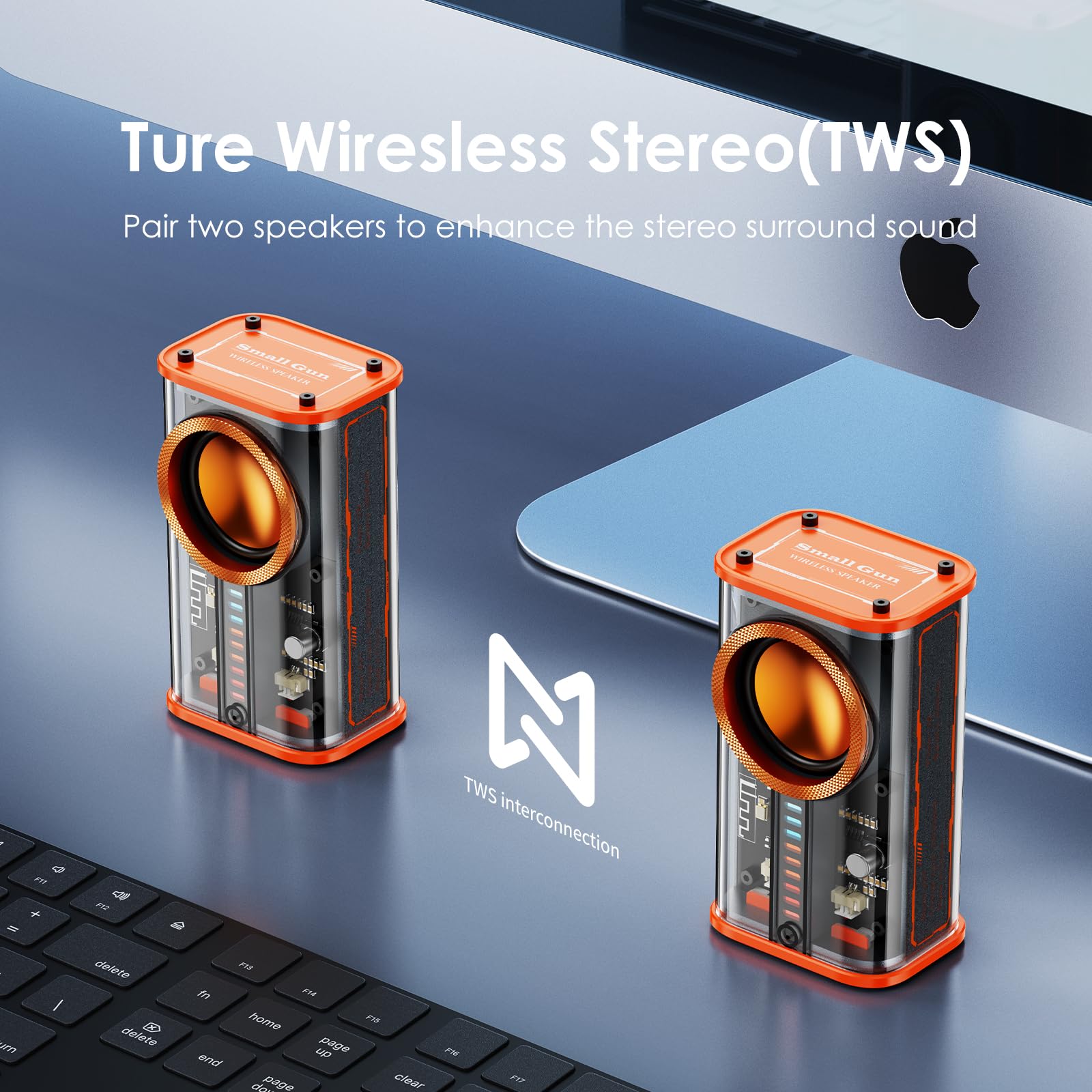 Bszhi Transparent Wireless Bluetooth Speaker Portable Mini Speaker With Led Colorful Lights Stereo Sound Tws Small Speakers For