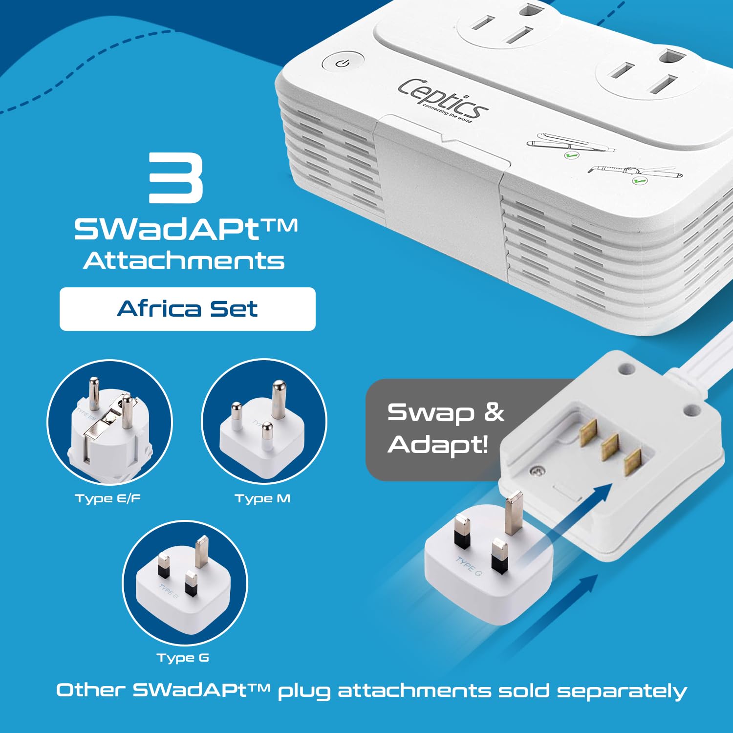 Ceptics South Africa Voltage Converter - 200W Convert 220V To 110V For Devices Like Curling Iron, Straightener, Chargers, Step D