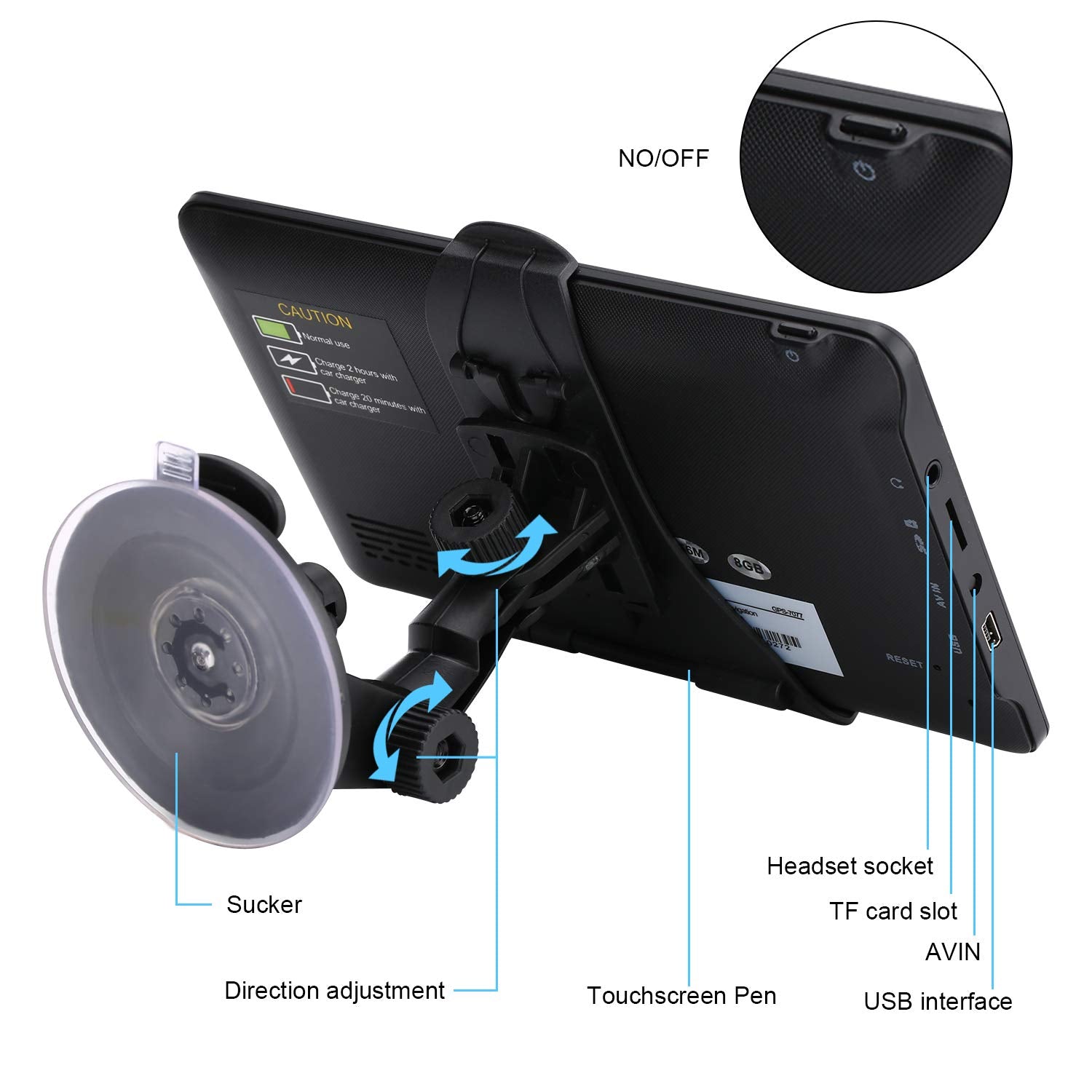 Gps Navigation For Car, 2024 Map 7 Inch Touch Screen Car Gps, Voice Turn Direction Guidance, Support Speed And Red Light Warning