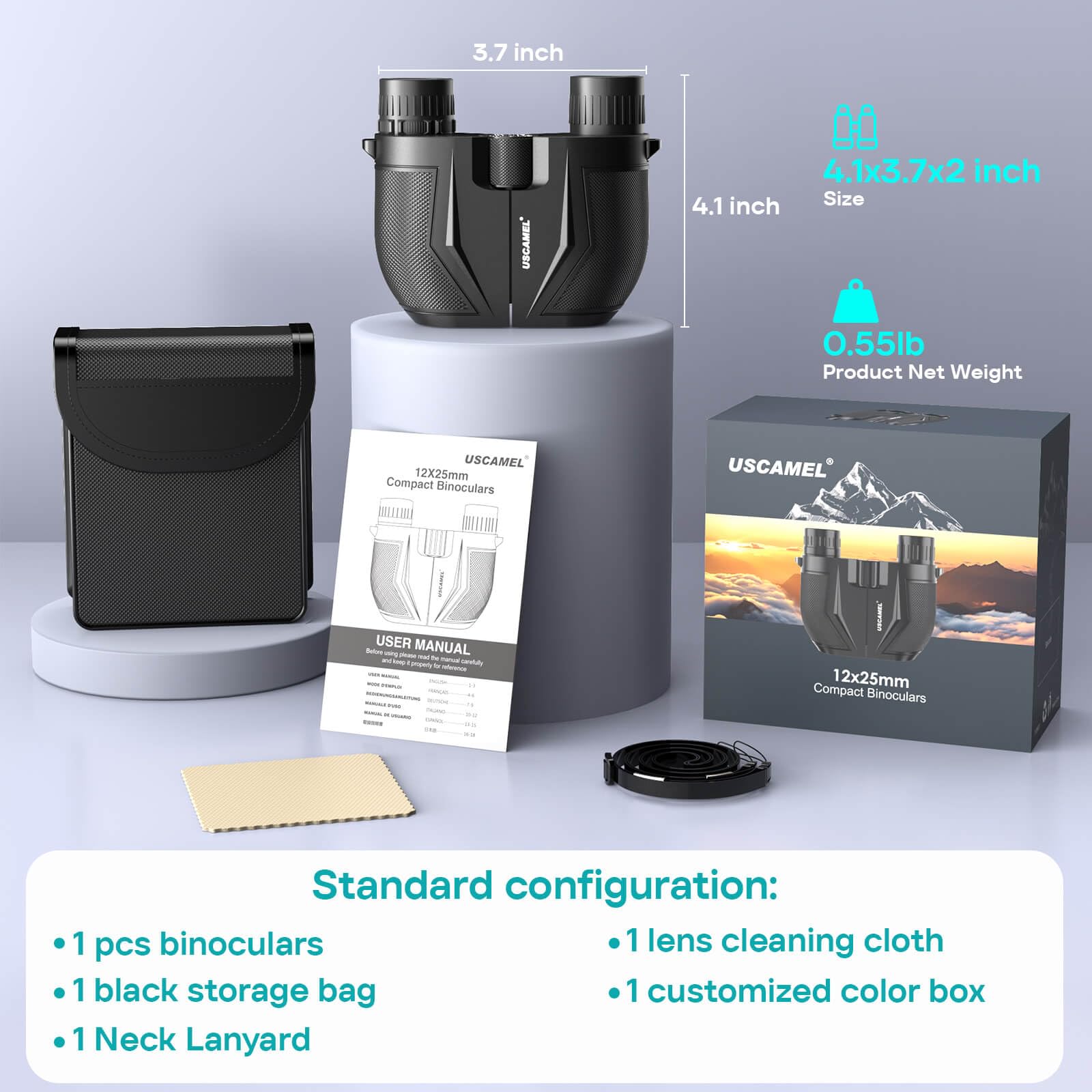 Uscamel Binoculars For Adults And Kids Compact Lightweight   Large Eyepiece Easy Focus 12X25 Small Binocular For Bird Watching,