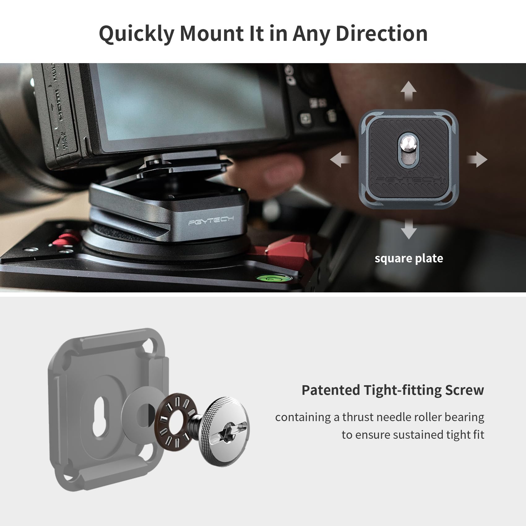 Pgytech Quick Release Plate Clamp, With 1/4' And 3/8' Threaded Holes, Arca Swiss Interface, Suitable For Photo Cameras, Tripods, Gimbals (Arca Type Plate*2 +Clamp)