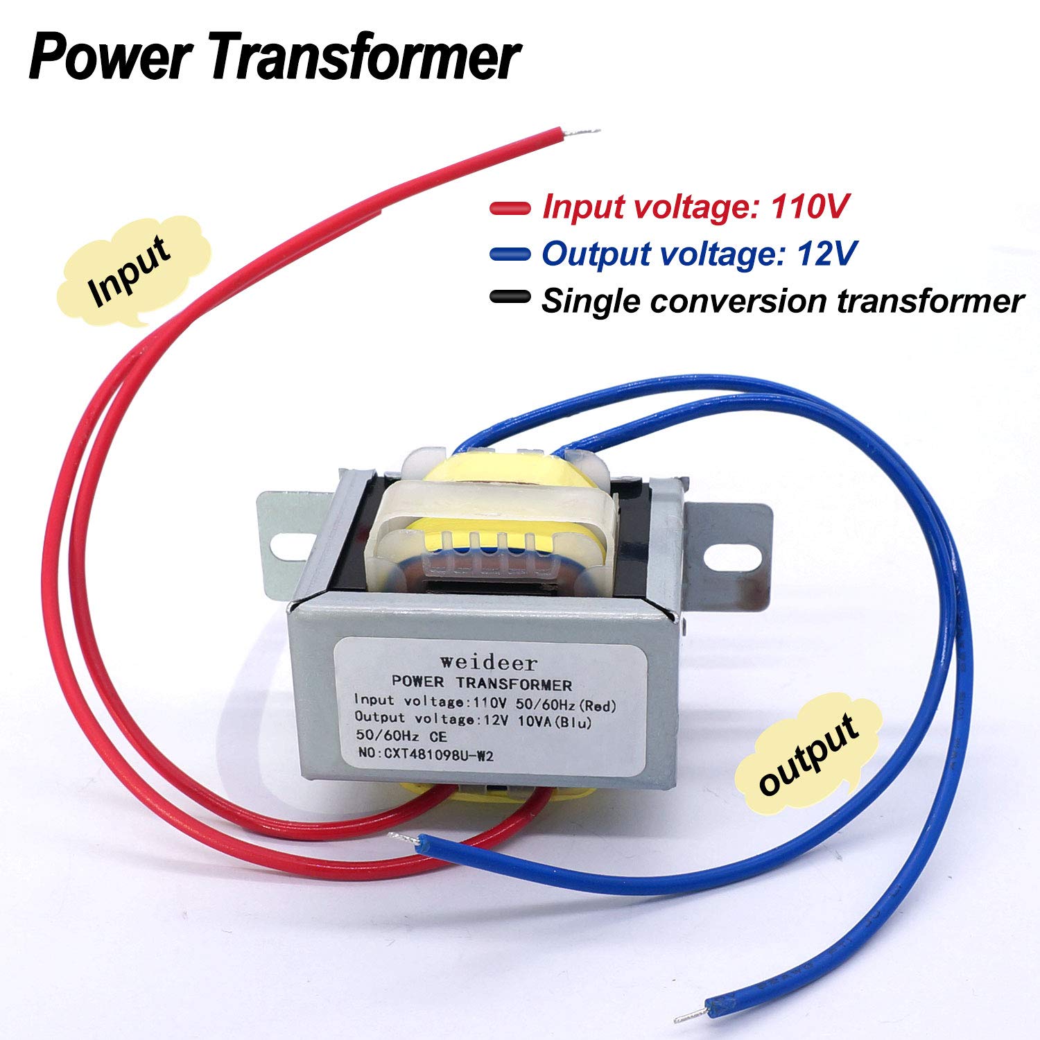 Weideer Input Ac 110V 50/60Hz Output Ac 12V 10Va Power Transformer Ac/Ac Single Phase Transformer For Lighting Power Supplies, A