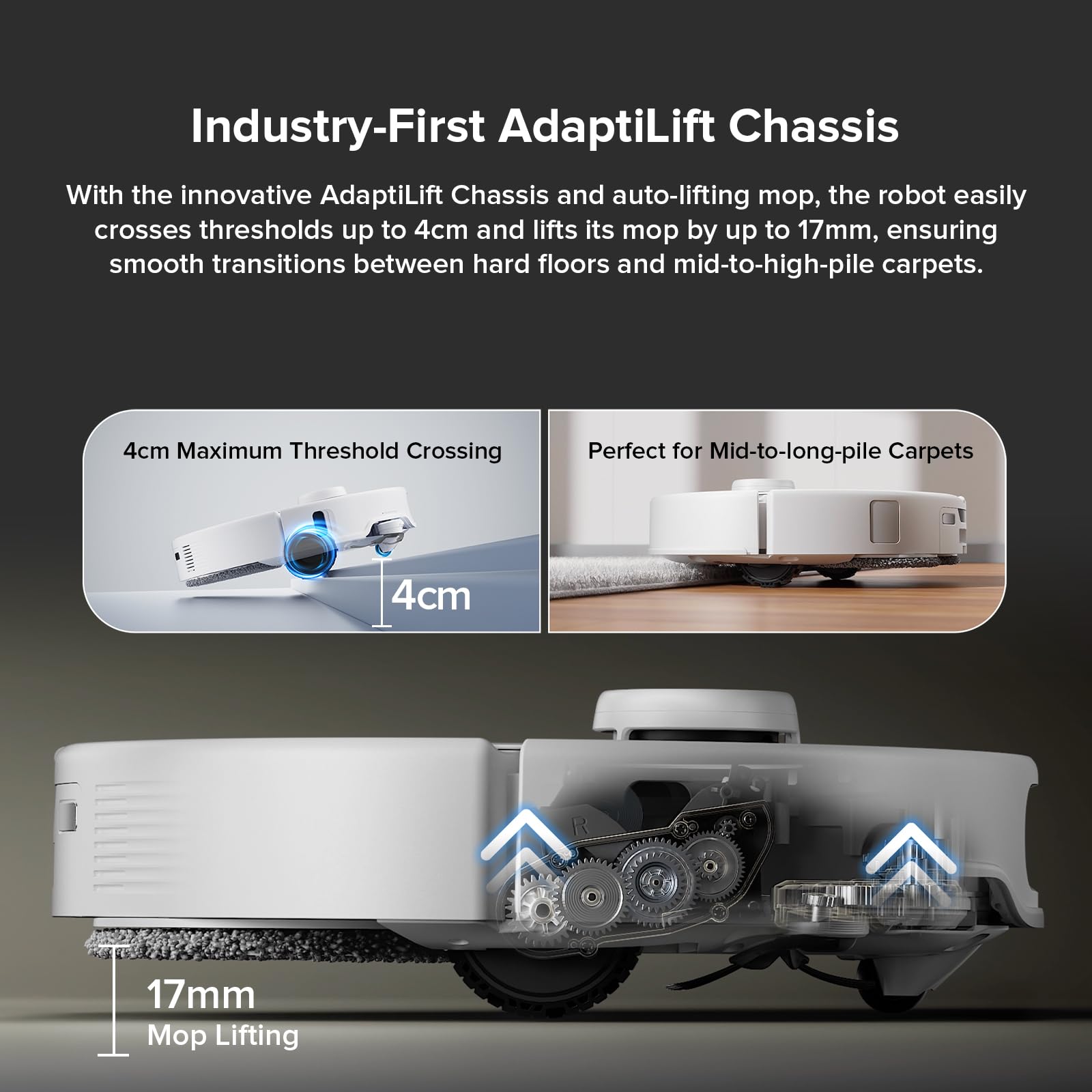 Roborock Qrevo Edge Robot Vacuum And Mop, 18,500Pa Suction, Zero Tangling, Flexiarm Arc Side Brush, Flexiarm Mop, Adaptilift Cha