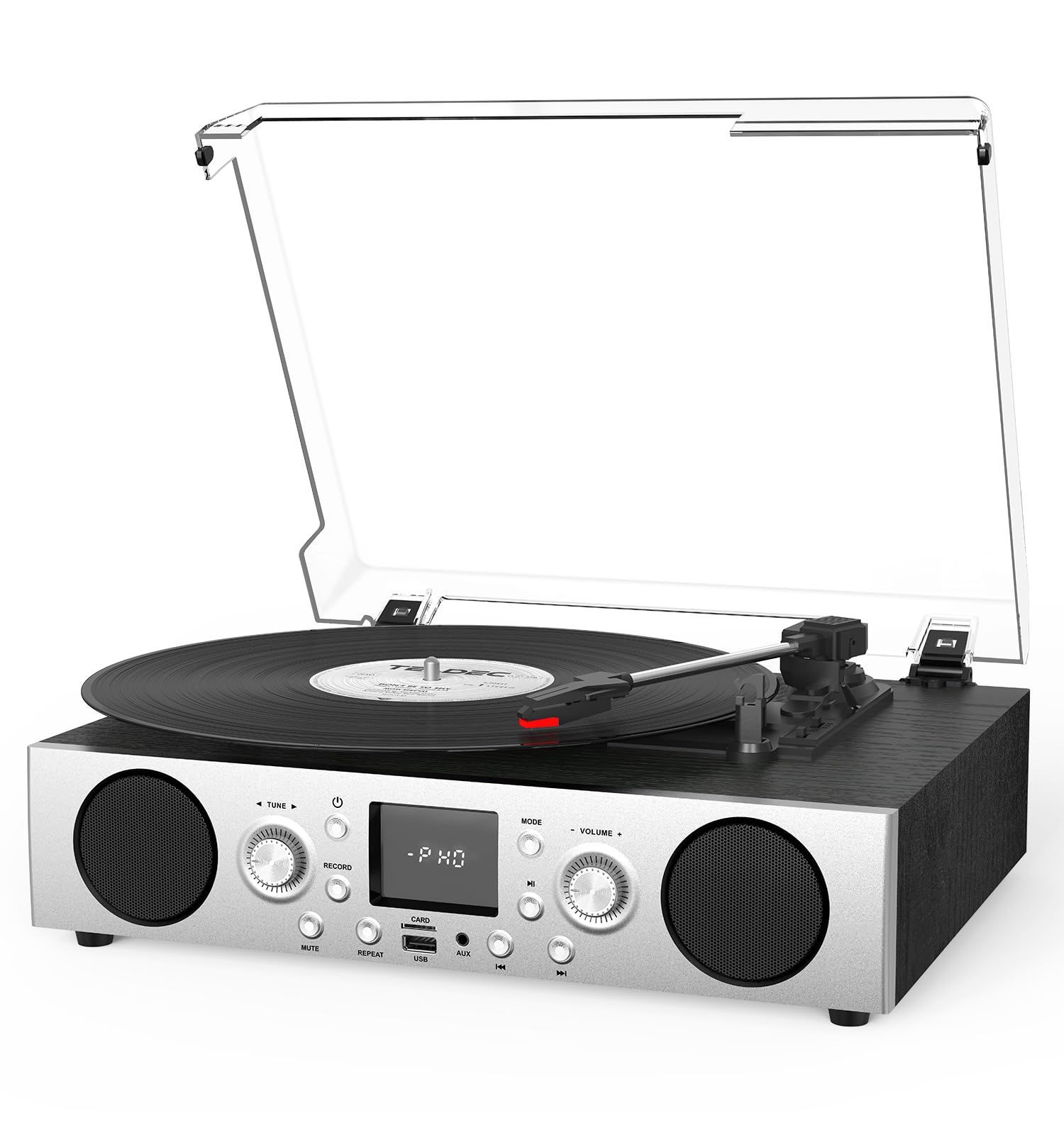 Vinylslink Record Player With Built In Speakers, Belt Driven Turntable Support 3 Speed, Fm Radio And Bluetooth Receiving, Rca Li