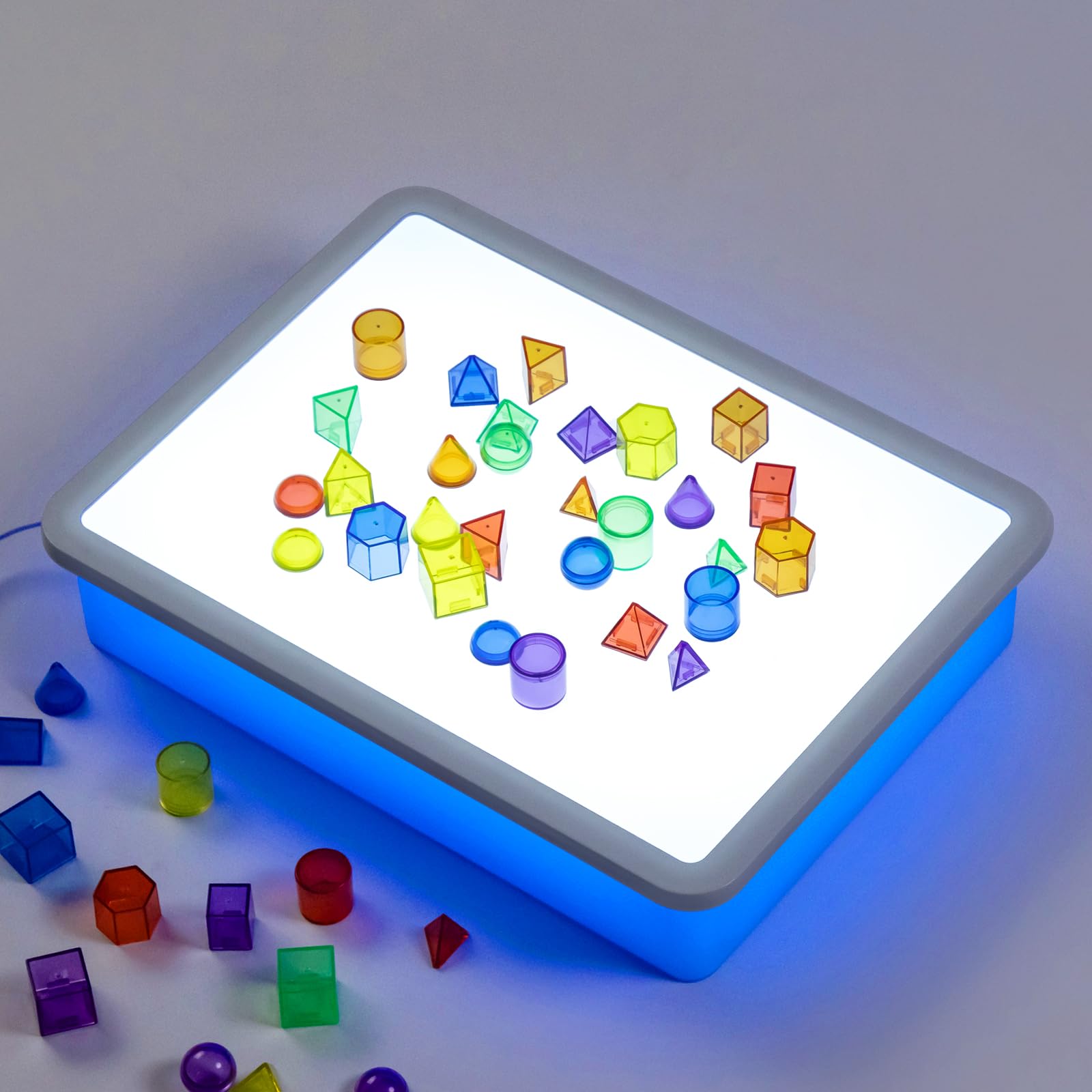 Odoorgames Bright LED Light Box - Light Table for Kids, Color & Light Discovery, Artistic Exploration and Creative Play (Blue,Li