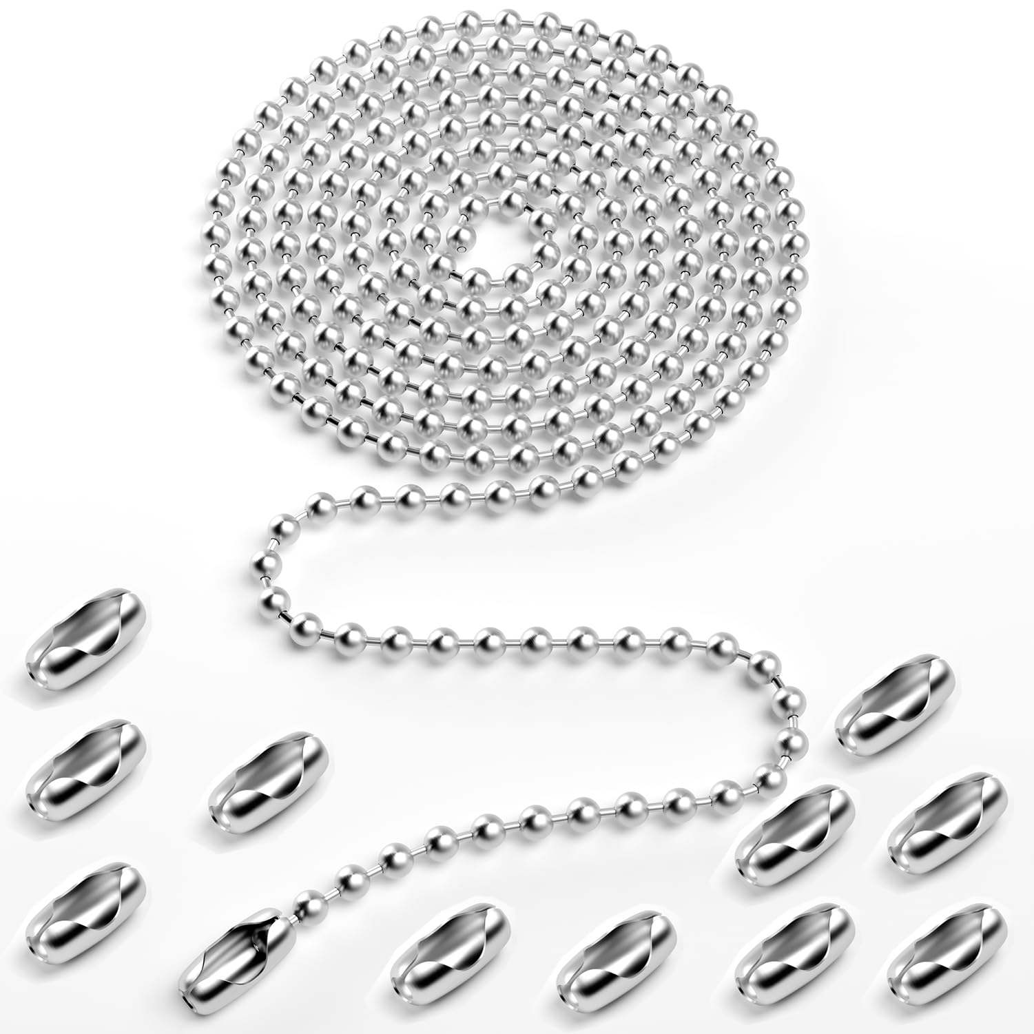 120 Inch Ceiling Fan Pull Chain, Pull Chain Extension For Ceiling Fans And Light Fixture, Rust Proof Stainless Steel 3Mm Beaded
