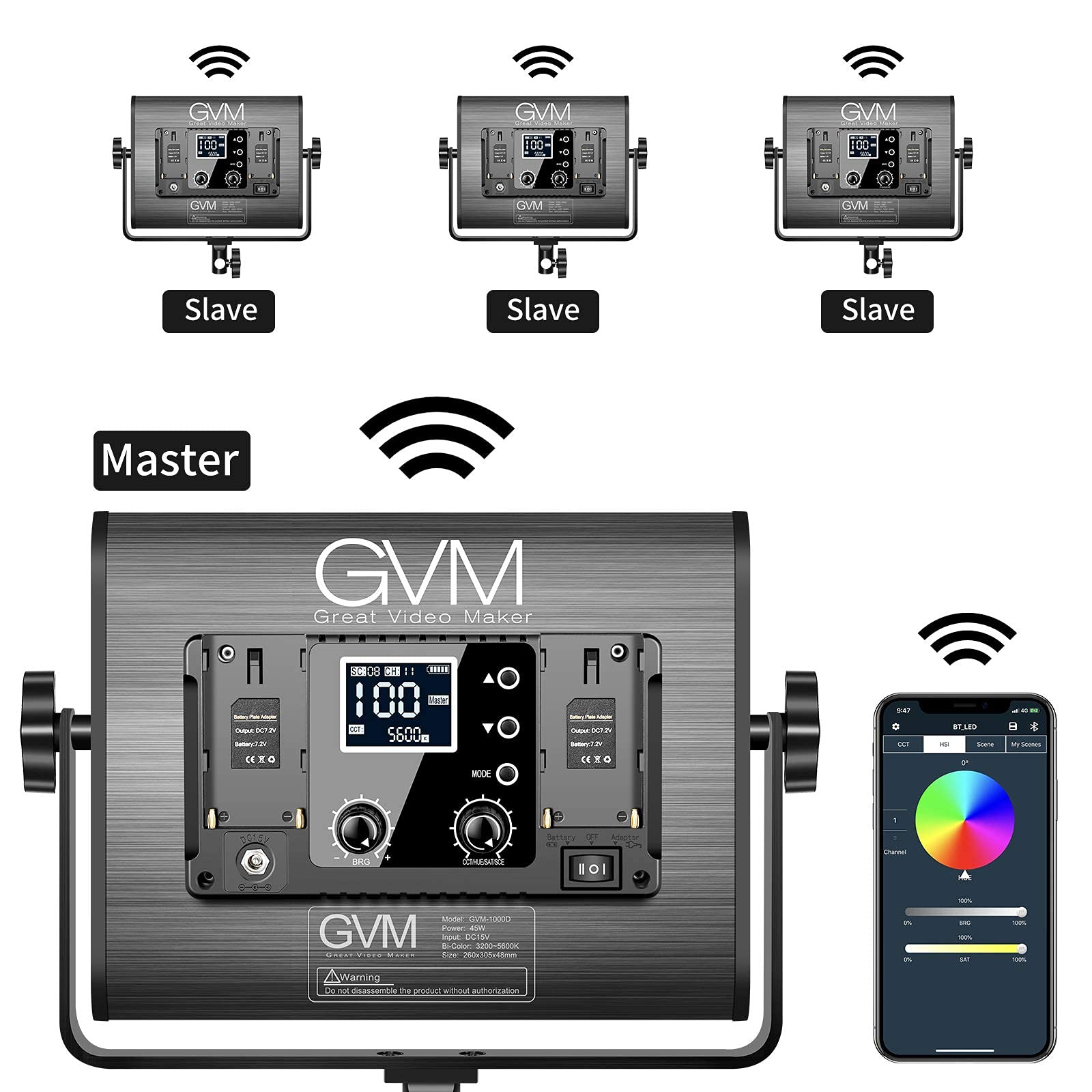 Gvm Rgb Led Video Light, Photography Lighting With App Control, 1000D Video Lighting Kit For Youtube Studio, 3 Packs Led Panel L