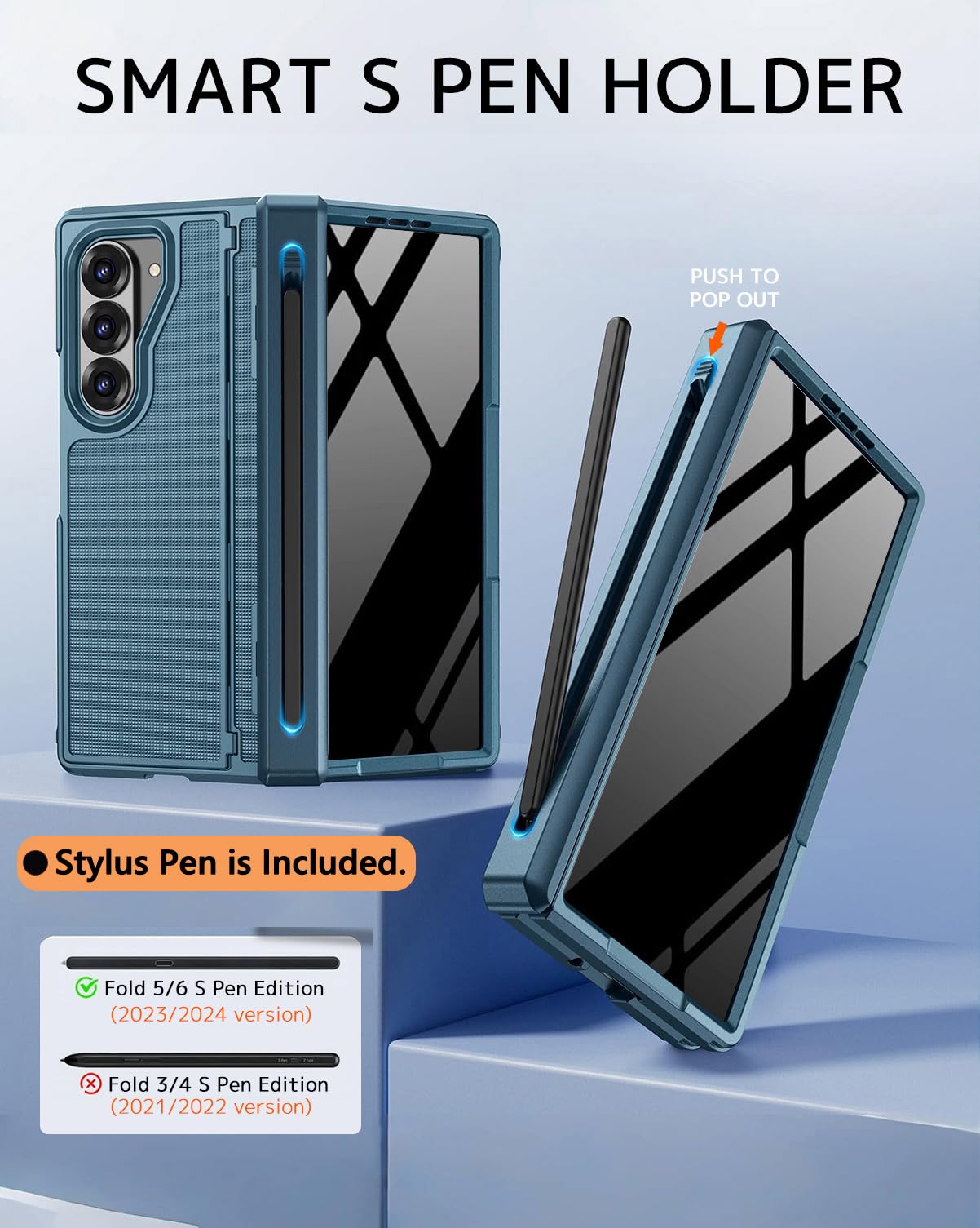 Ninki For Samsung Galaxy Z Fold 7 Case With S Pen Holder & Stylus And Invisible Kickstand, Privacy Screen Protector Hinge Phone