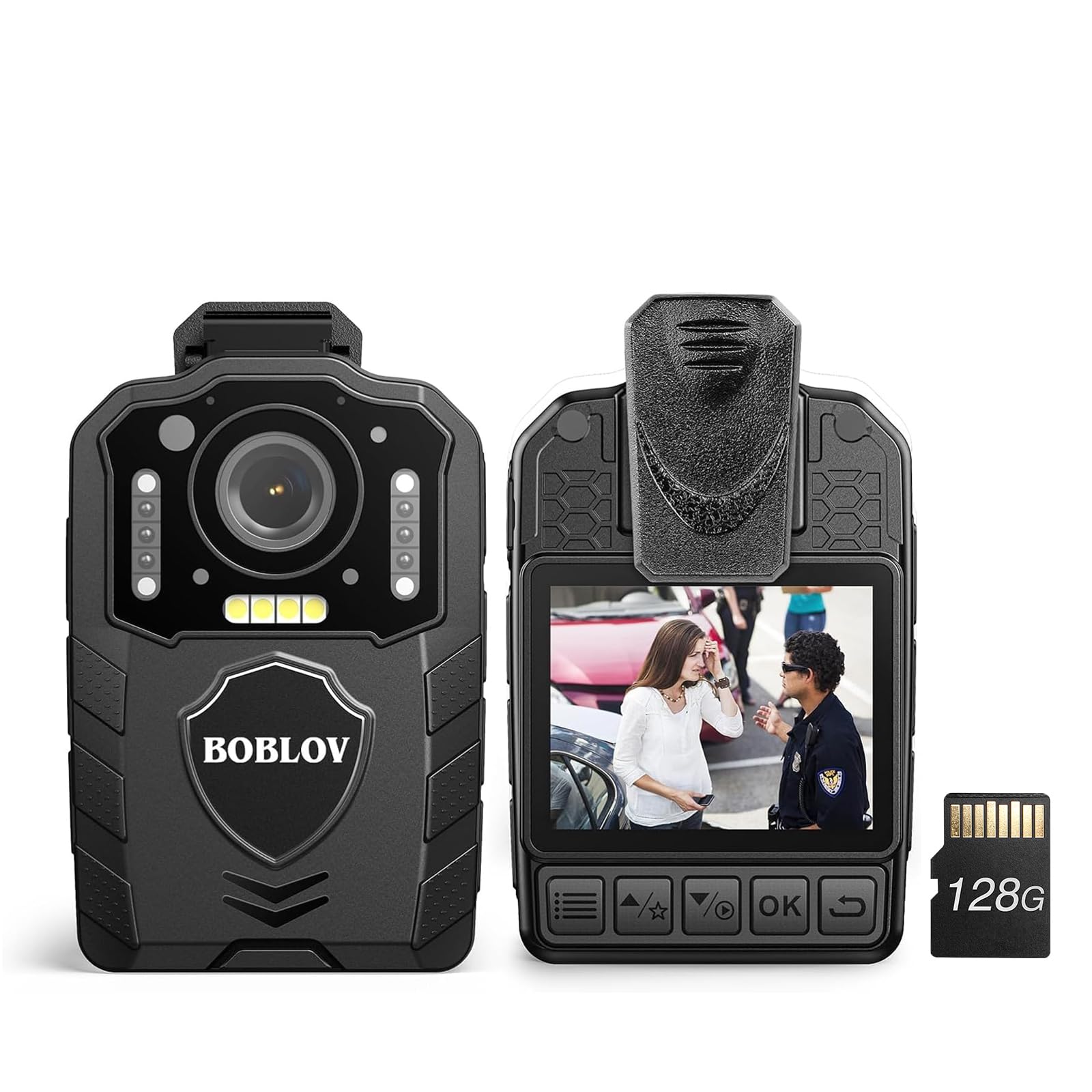 Boblov Kj25 1080P/48M 128Gb Body Camera, With Night Vision,3000Mah 13Hours For Video Recording, Policde Camera Provides Night Vi