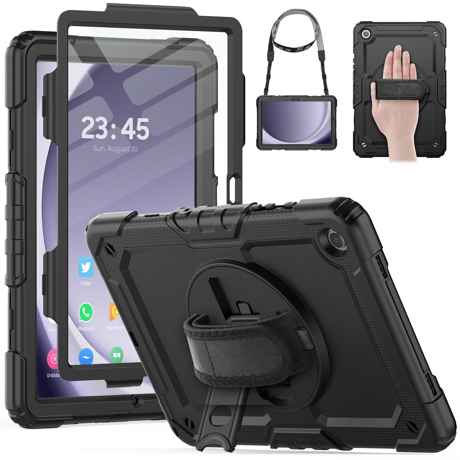 Hxcaseac Case For Samsung Galaxy Tab A9+/ A9 Plus Case 11 Inch, Protective With Screen Protector/Hand Strap/Pen Holder, Sturdy S