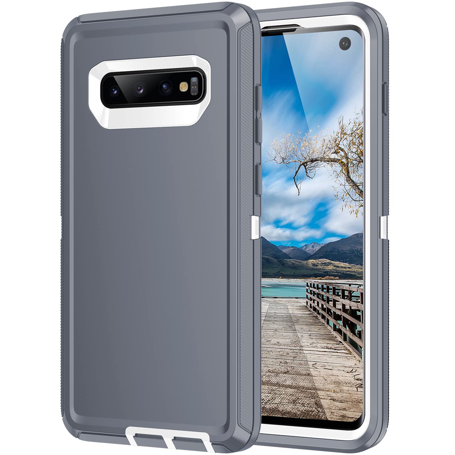 Mieziba For Galaxy S10 Case,Heavy Duty Shockproof Dust/Drop Poof 3 Layers Full Bady Protection Rugged Cover Case For Galaxy S10 