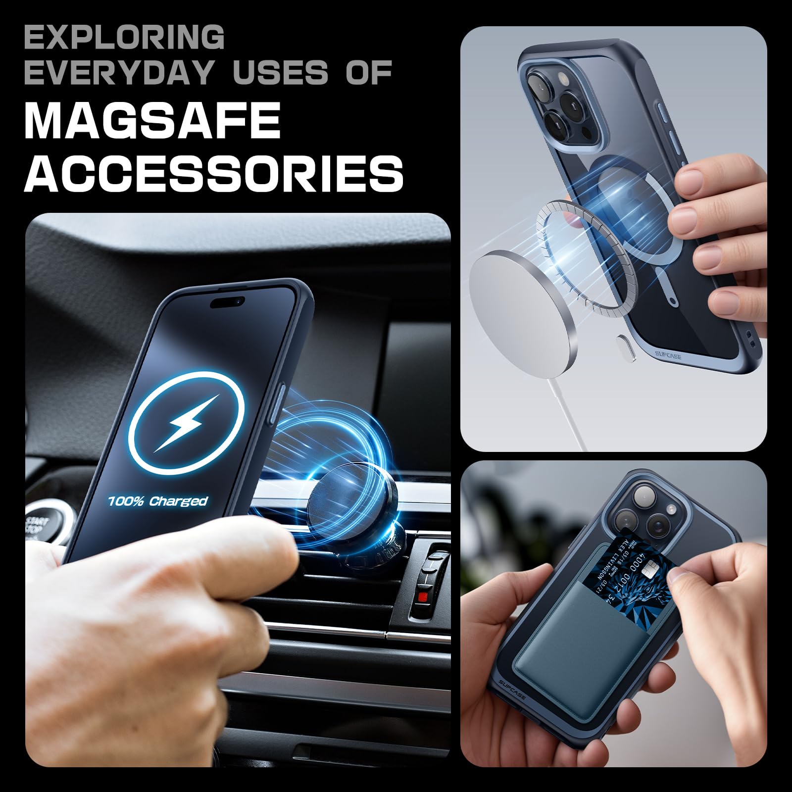 Supcase Unicorn Beetle Mag Case For Iphone 15 Pro 61, Compatible With Magsafe Shockproof Protective Slim Clear Case (Navy)