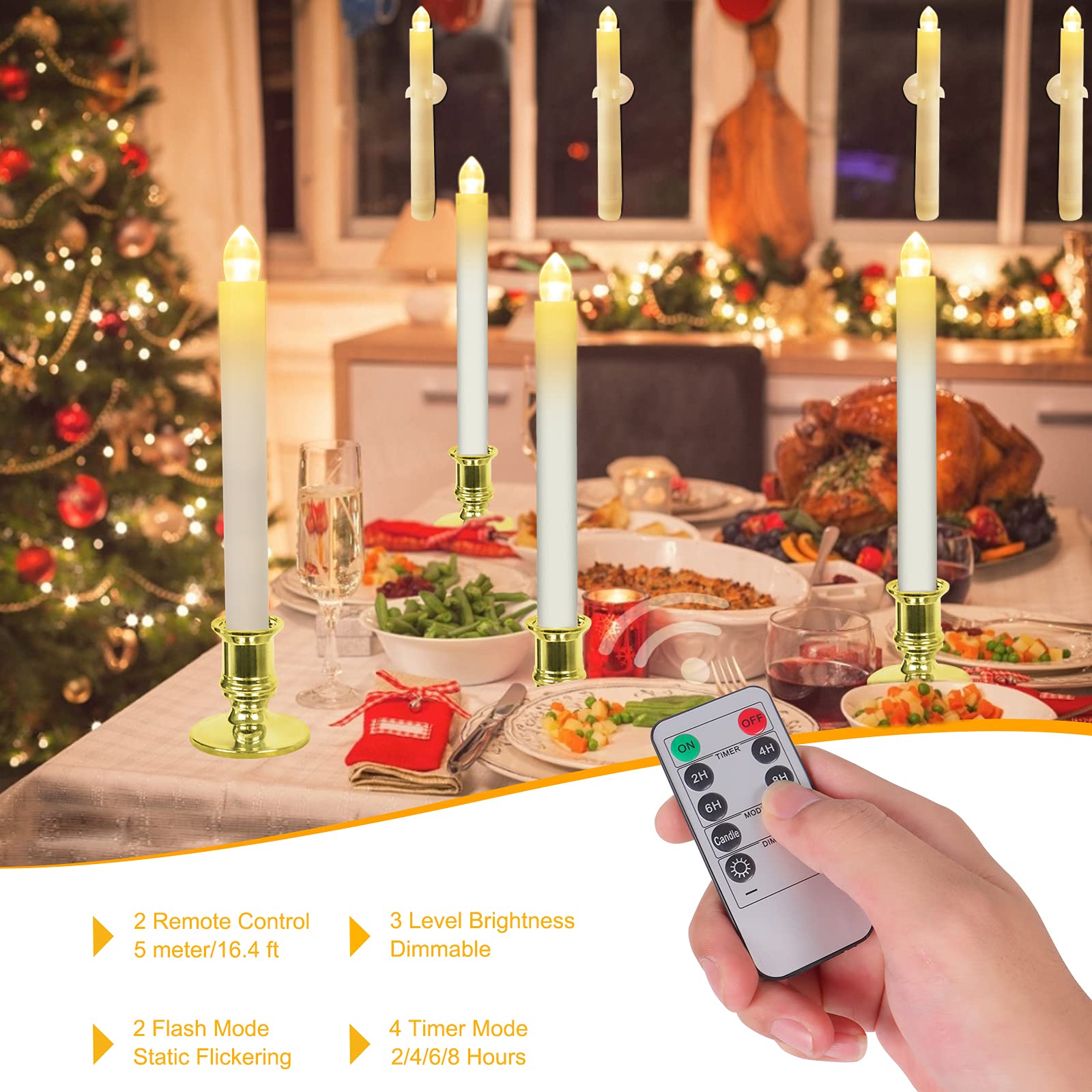 Koncifun Window Candles 12 Pack Battery Operated Candles With Timer Flameless Candles Battery Candles With 2 Remote Controls Chr