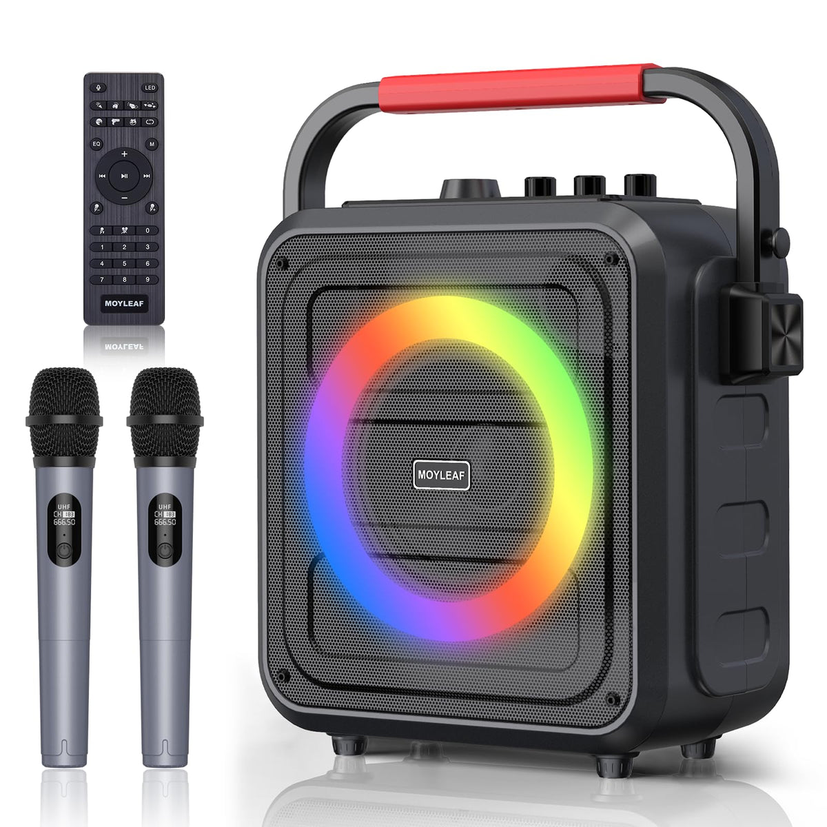 Karaoke Machine For Adults & Kids, Bluetooth Karaoke Speaker With Two Wireless Karaoke Microphones, Pa System Speaker Supports T
