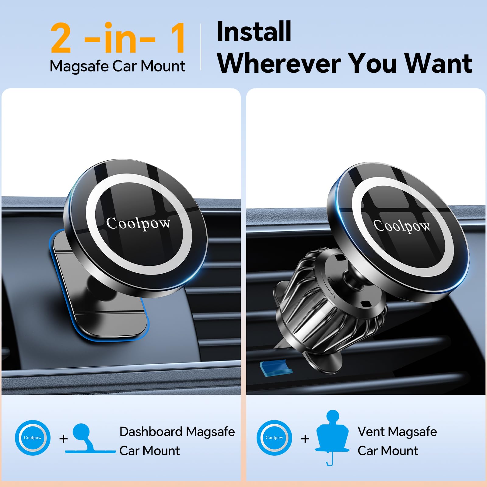 For Iphone Magsafe Car Mount Dashboard?Stronger Magnets? Magnetic Phone Holder For Car Dash?Hands Free ? Magsafe Car Holder For