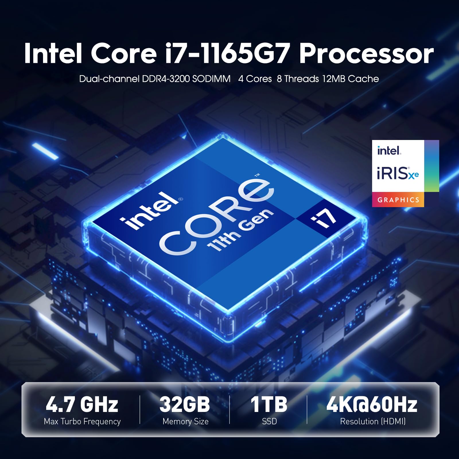 Intel Nuc 11 With 11Th Gen Core I7 1165G7 Processor, Intel Nuc 11I7 Quad Core 32Gb Ddr4 Ram & 1Tb Nvme Ssd Versatile Nuc With Wi
