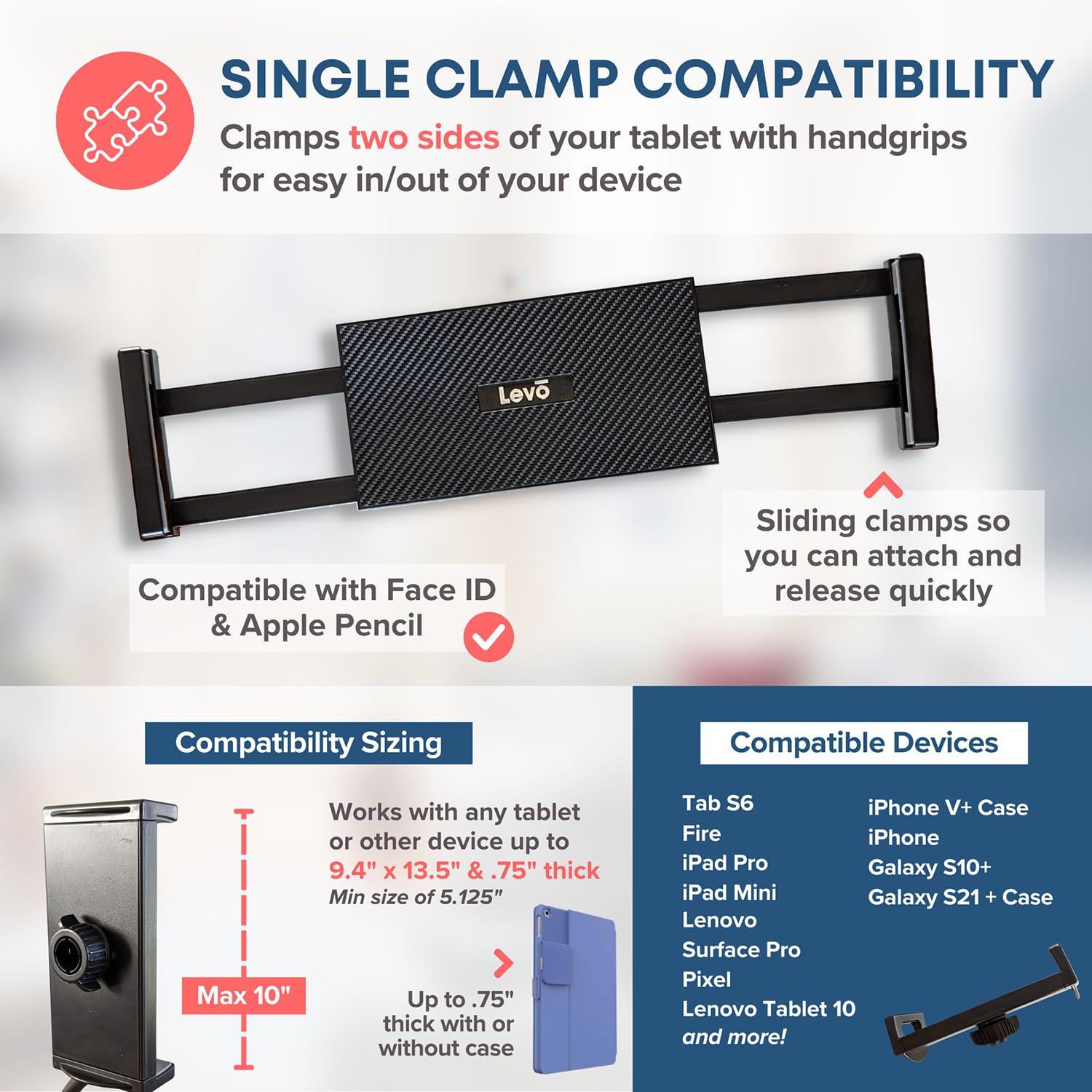 Levo Adjustable Height Floor Stand On Wheels For Tablet & Phone   Gooseneck Holder Mount With Stable Base   Compatible With All Cell Phones & Tablets (4 13 Inch)   Black With Casters