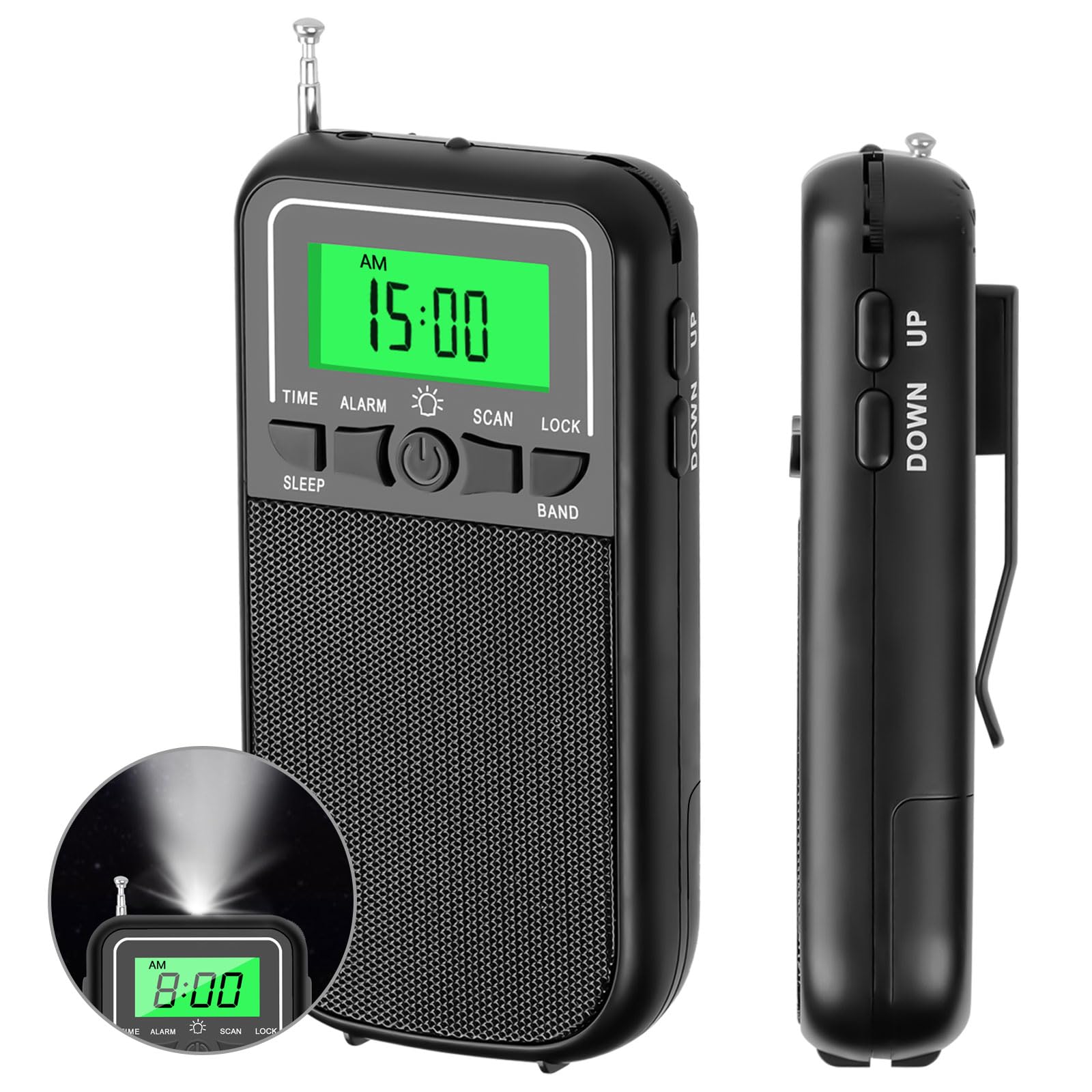 Portable Radio Am Fm Sw, Transistor Radio With Led Flashlight, 2Aa Battery Operated Radio For Long Range Reception, Emergency Po