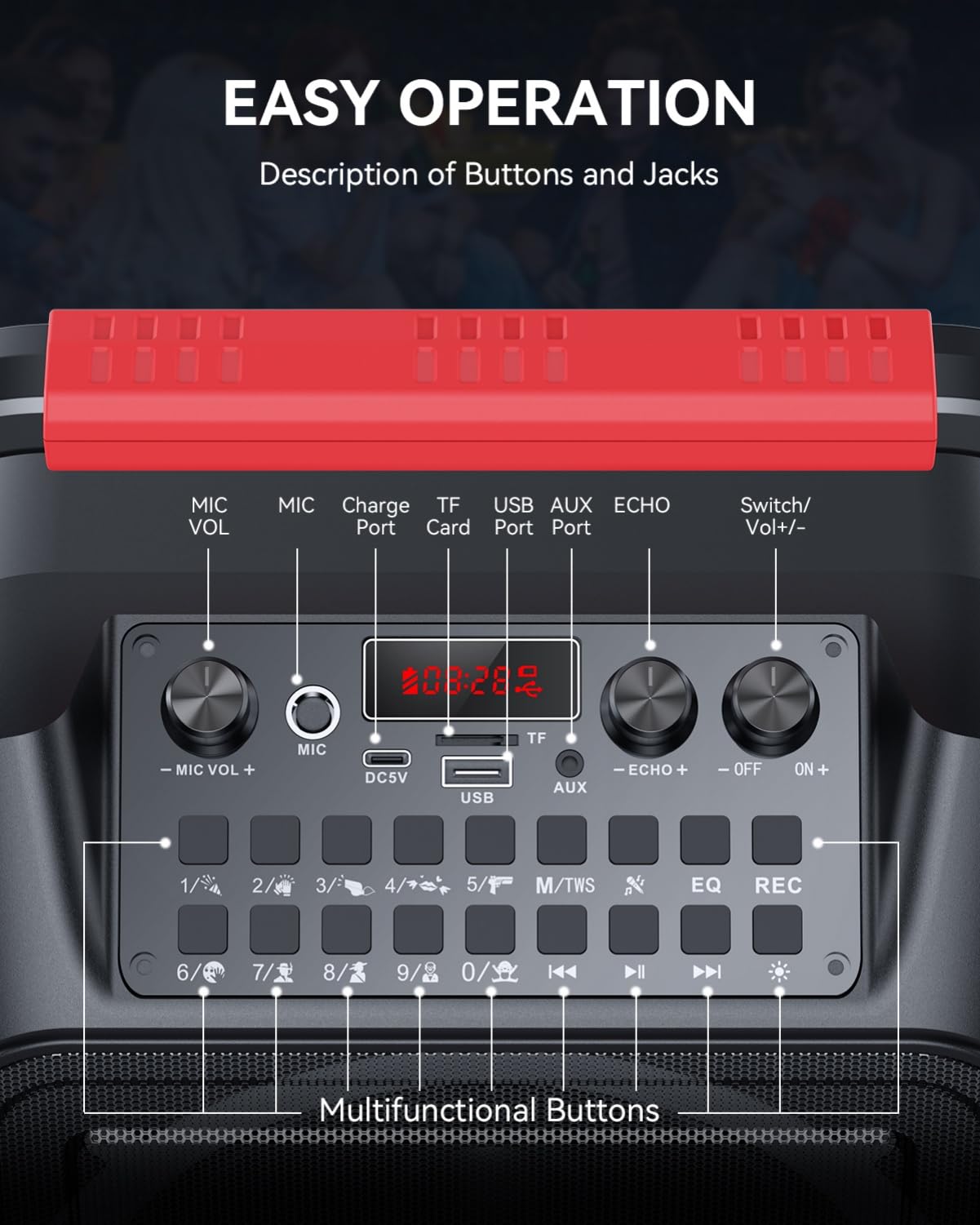 Karaoke Mchine,Karaoke Machine For Adults & Kids,Karaoke Speaker With 2 Wireless Microphones,Portable Bluetooth Karaoke Speaker