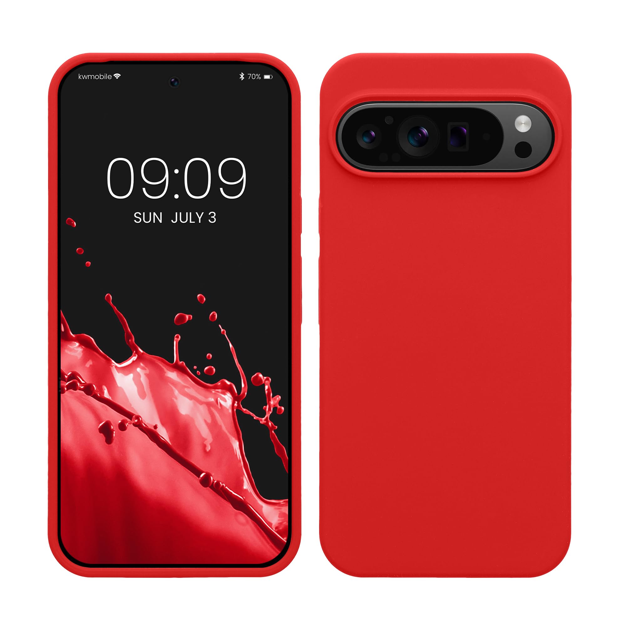 kwmobile Case Compatible with Google Pixel 9 Pro XL Case - TPU Silicone Phone Cover with Soft Finish - Classic Red