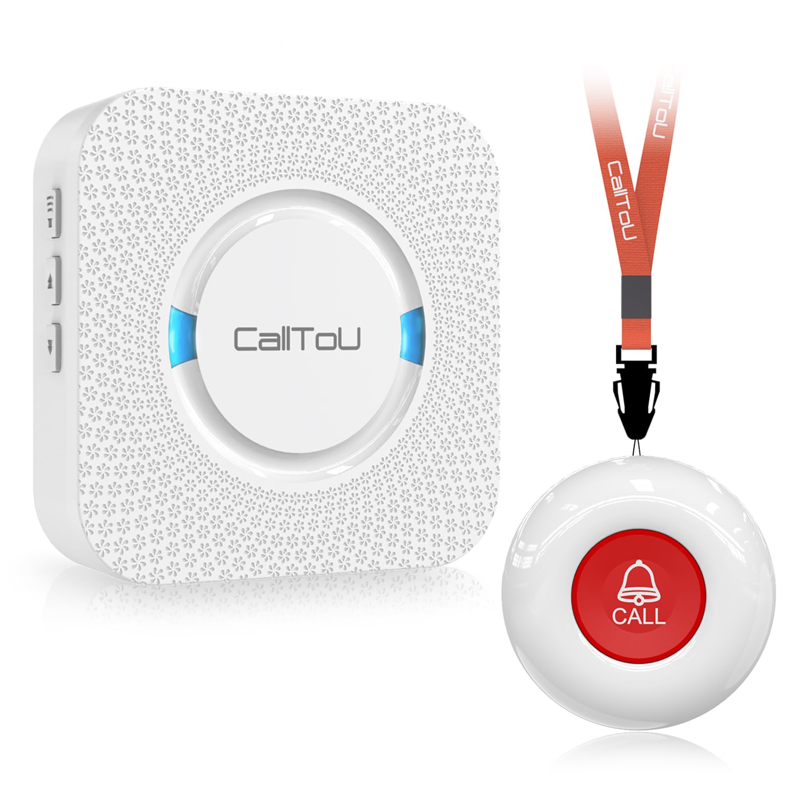 Calltou Caregiver Pager Wireless Call Button Nurse Alert System 500+ Feet For Home/Elderly/Patient/Disabled 1 Plugin Receiver 1