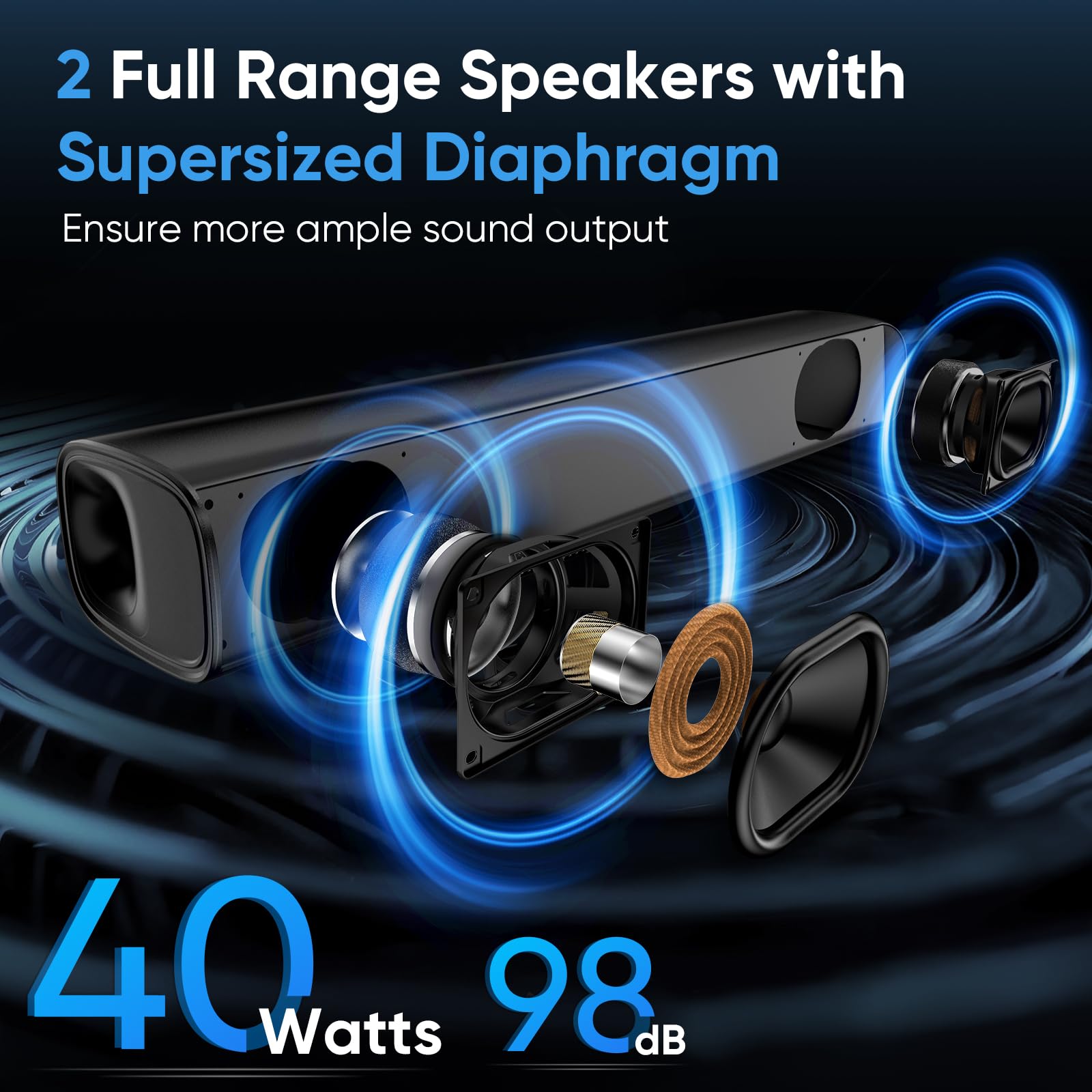 Saiyin 17 Inch Sound Bar For Smart Tv With Bluetooth 5.3/Optical/Auxiliary, Wall Mountable Soundbar For Tv With Sub Out Port, Du