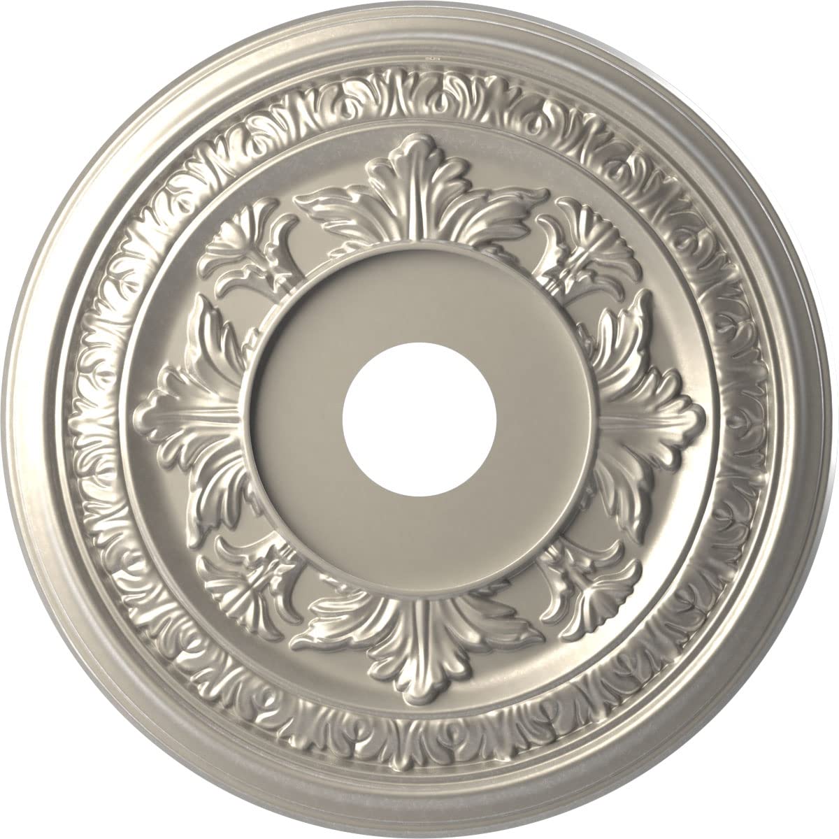 Ekena Millwork CMP19BABAL Baltimore Thermoformed PVC Ceiling Medallion (Fits Canopies up to 7 3/4), 19OD x 3 1/2ID x 1P, Bright 