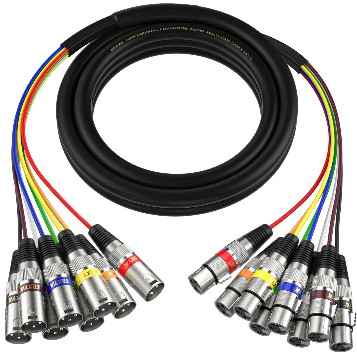 Ebxya 8 Channel Xlr Snake Cables 15 Ft   Xlr Male To Female Snake Cable For Live, Recording, Studios