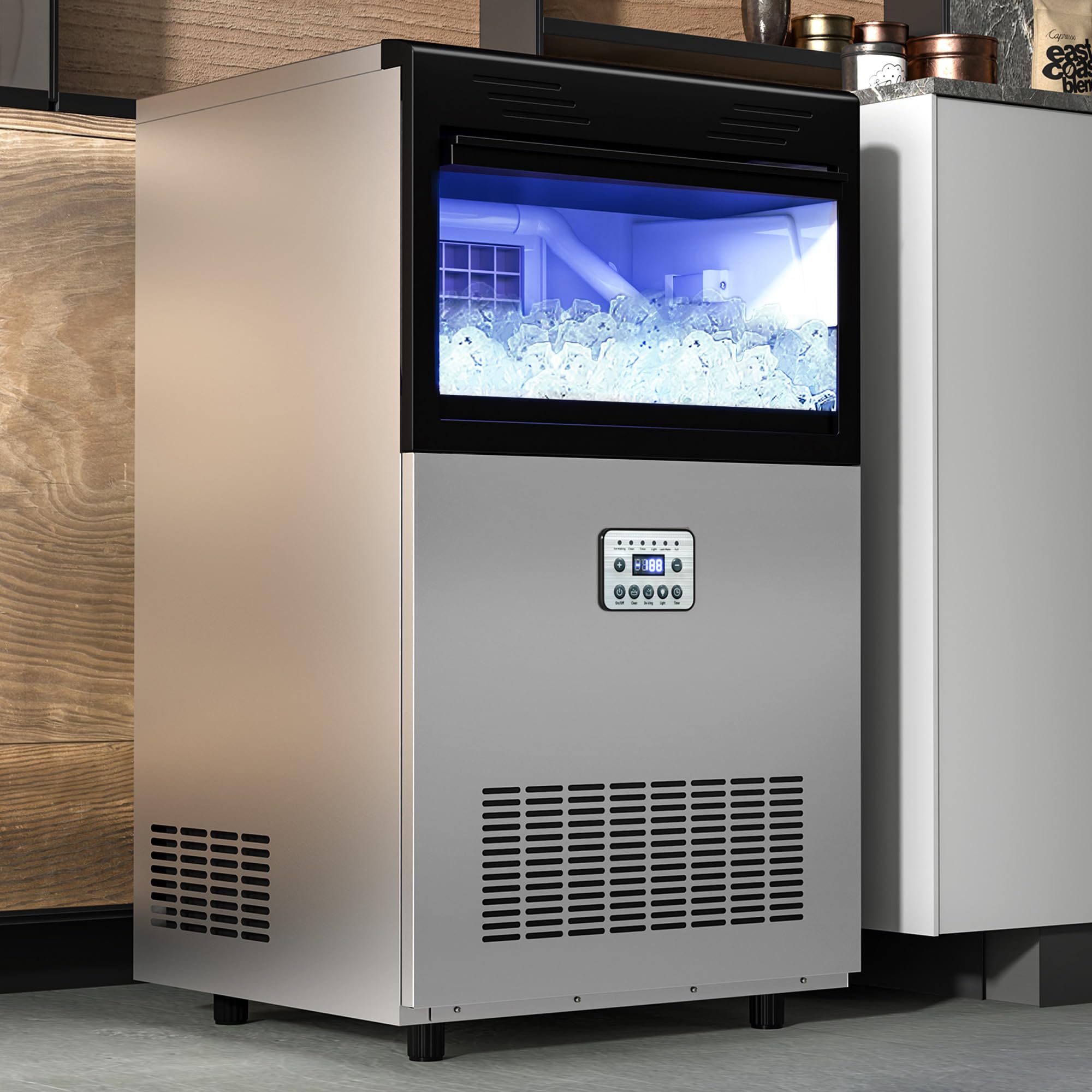 YITAHOME 120Lbs Commercial Ice Maker Machine ETL & DOE Certificated, Under Counter Ice Machine Commercial, Big Ice Makers Freest