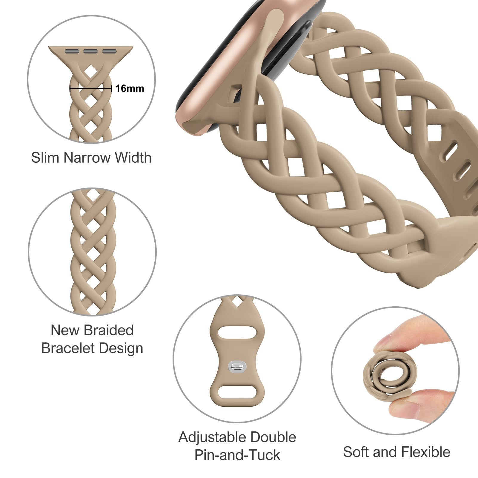 Slim Silicone Bands Compatible With Apple Watch Band 40Mm 38Mm 41Mm 44Mm 45Mm 46Mm 42Mm Women Floral Breathable Braided Lace Thi