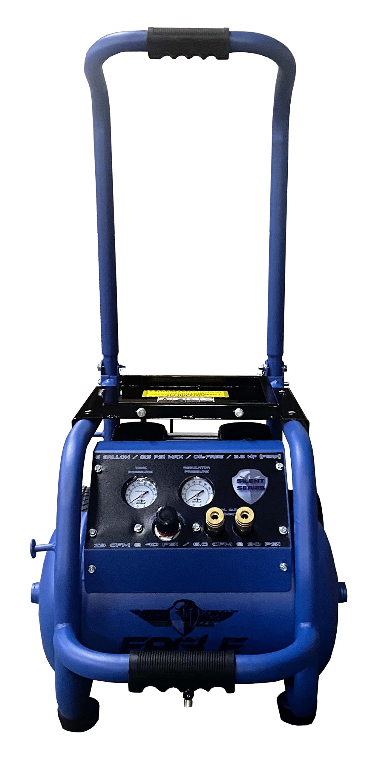 Eagle EA-6000 Silent Series 6000 Portable Electric Air Compressor 125 PSI MAX Hot Dog with Panel and Wheels, Ultra- Quiet, Blue,