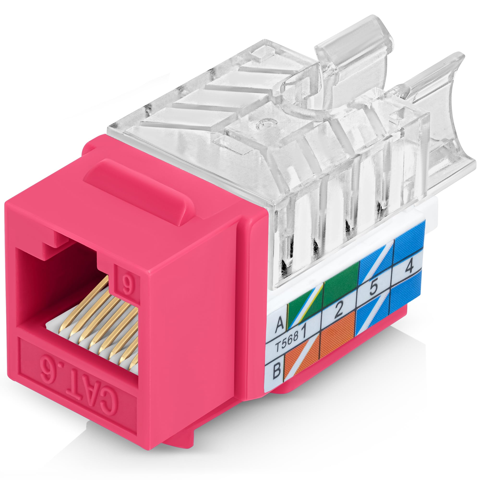Everest Media Solutions 45 Angled Cat6 Keystone Jack In Pink   Slim Profile Rj45 Ethernet Connector   Compatible With 45 Angled