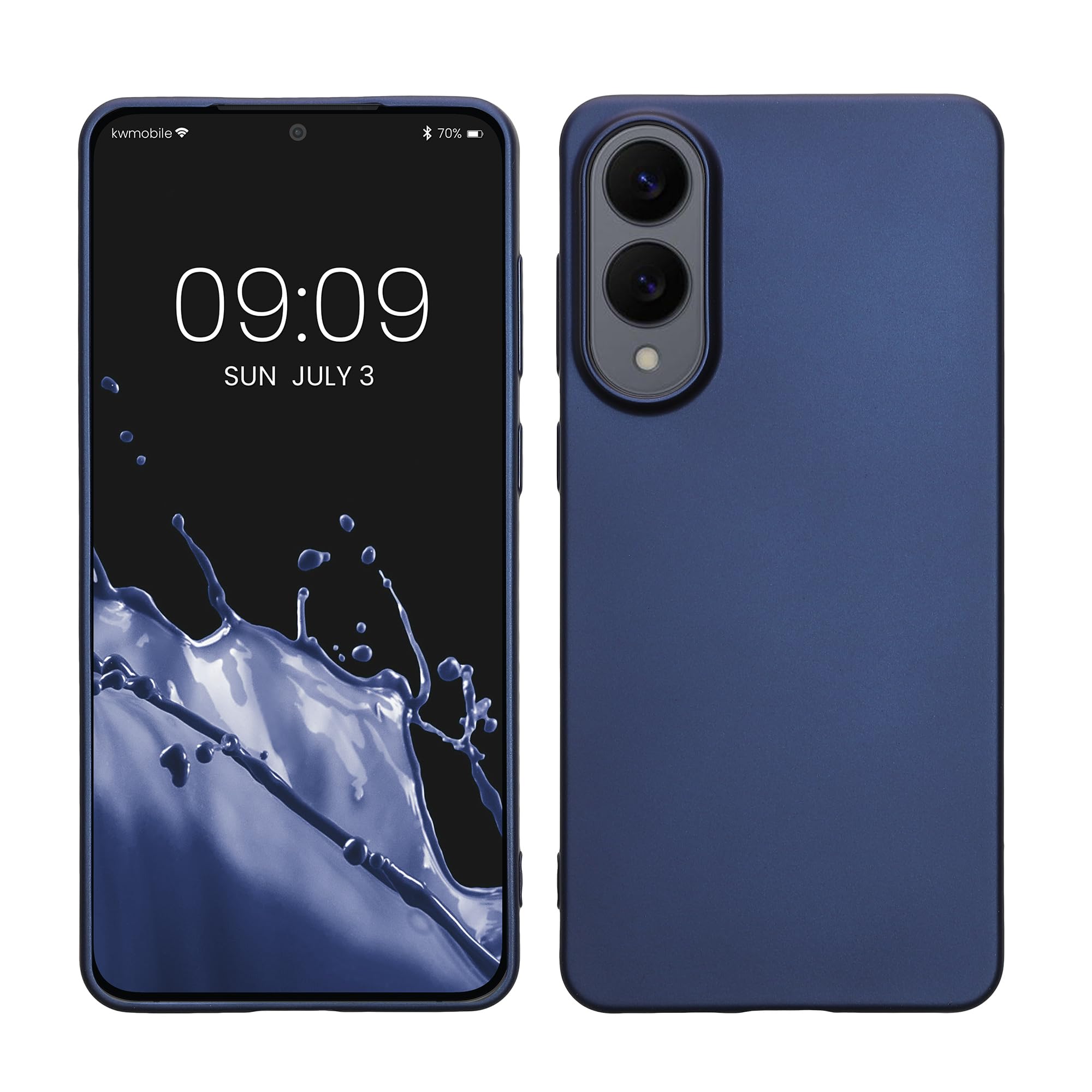 kwmobile Case Compatible with Samsung Galaxy S25 Edge Case - Soft Slim Metallic TPU Silicone Cover - Metallic Blue