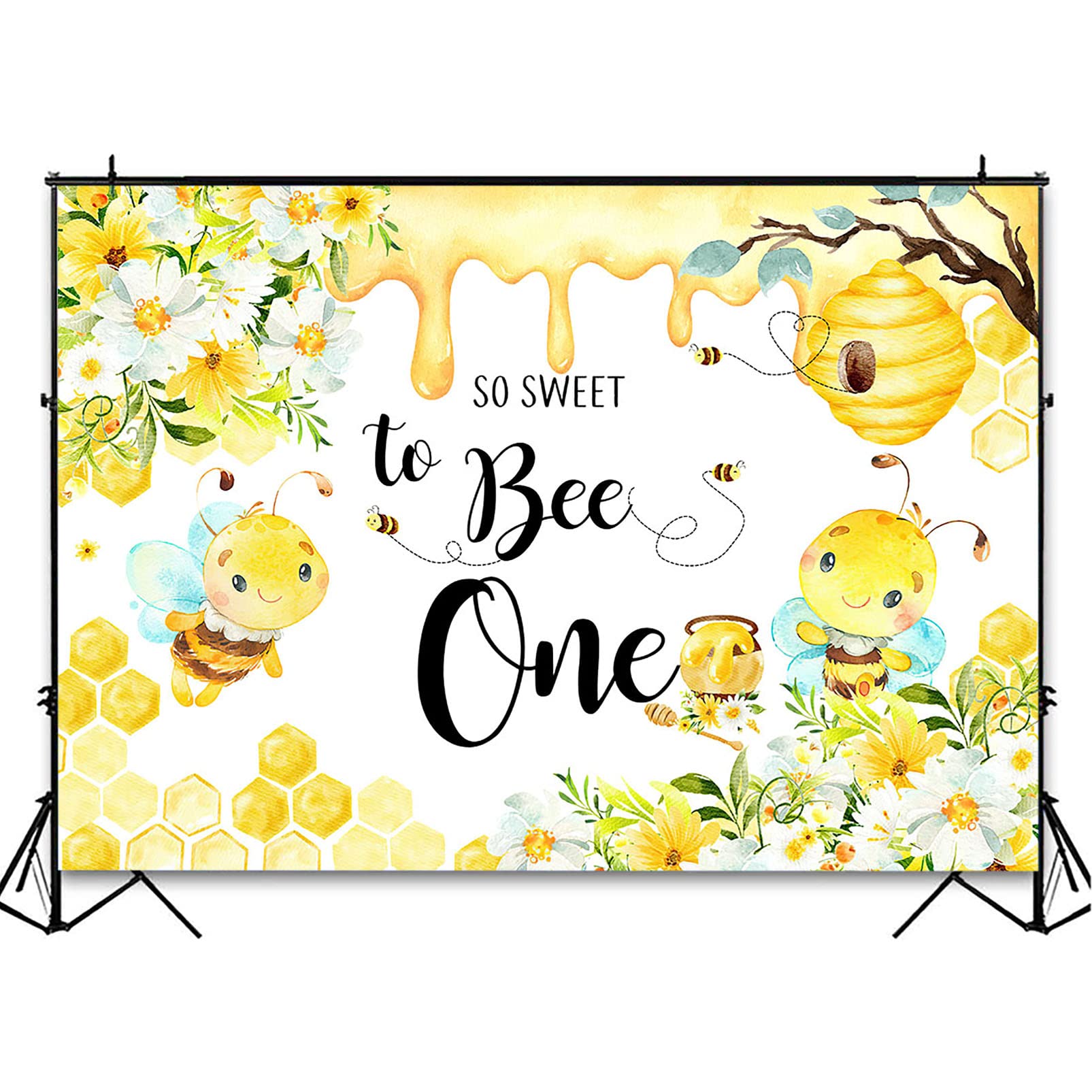 Avezano So Sweet To Bee One Party Backdrop For First Bee Day Bee 1St Birthday Party Decorations Photography Background Bumblebee