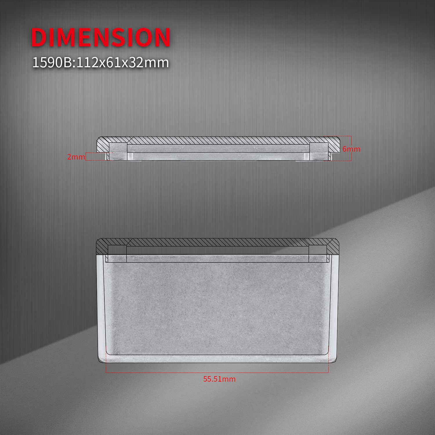 Daiertek 1590B Stomp Box Guitar Pedal Enclosure 112X61X32 Mm Aluminum Guitar Pedal Box Diecast Stomp Box Case Unfinished Toggle